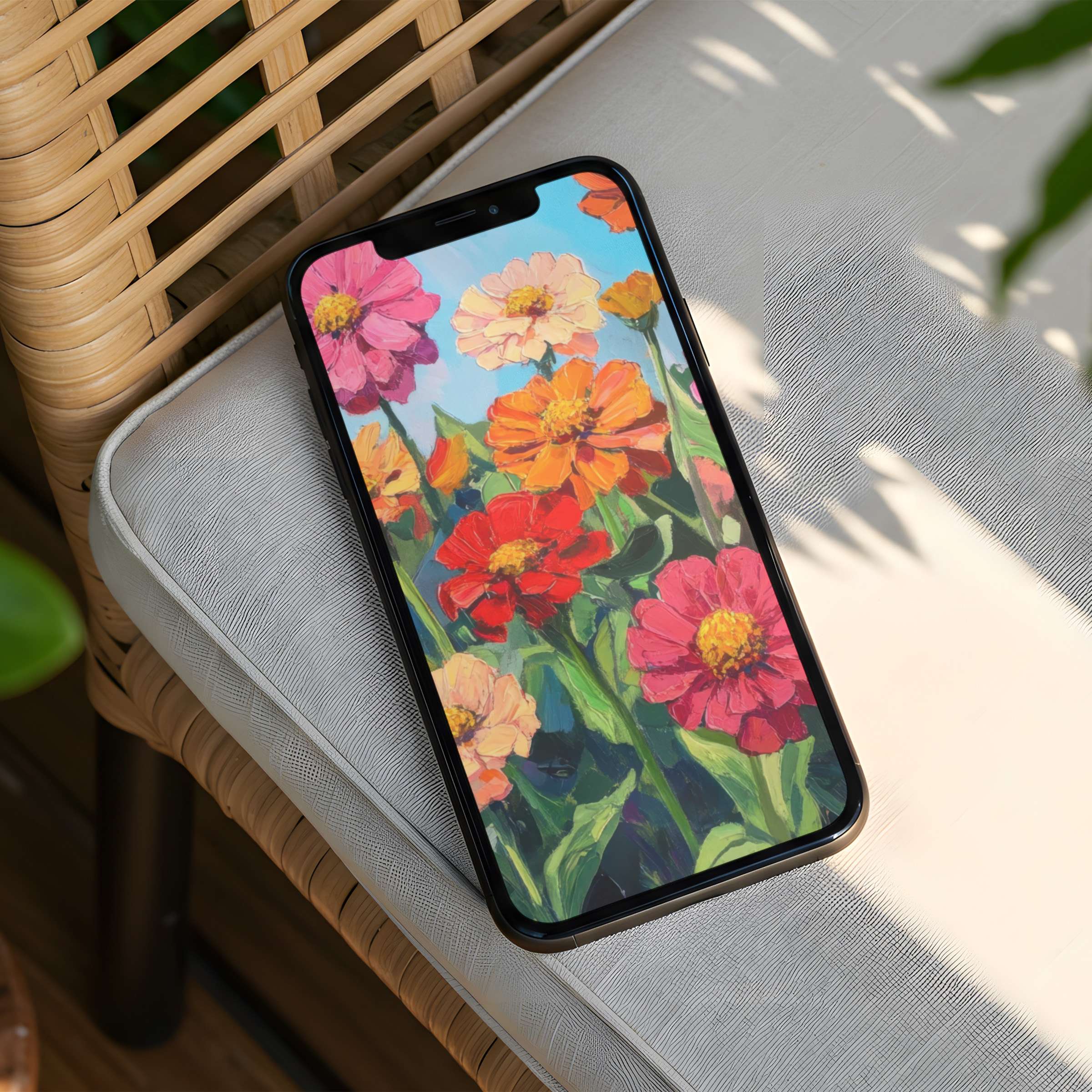 Vibrant floral digital art iPhone background for an elegant, calm phone aesthetic with instant download for mindful design lovers