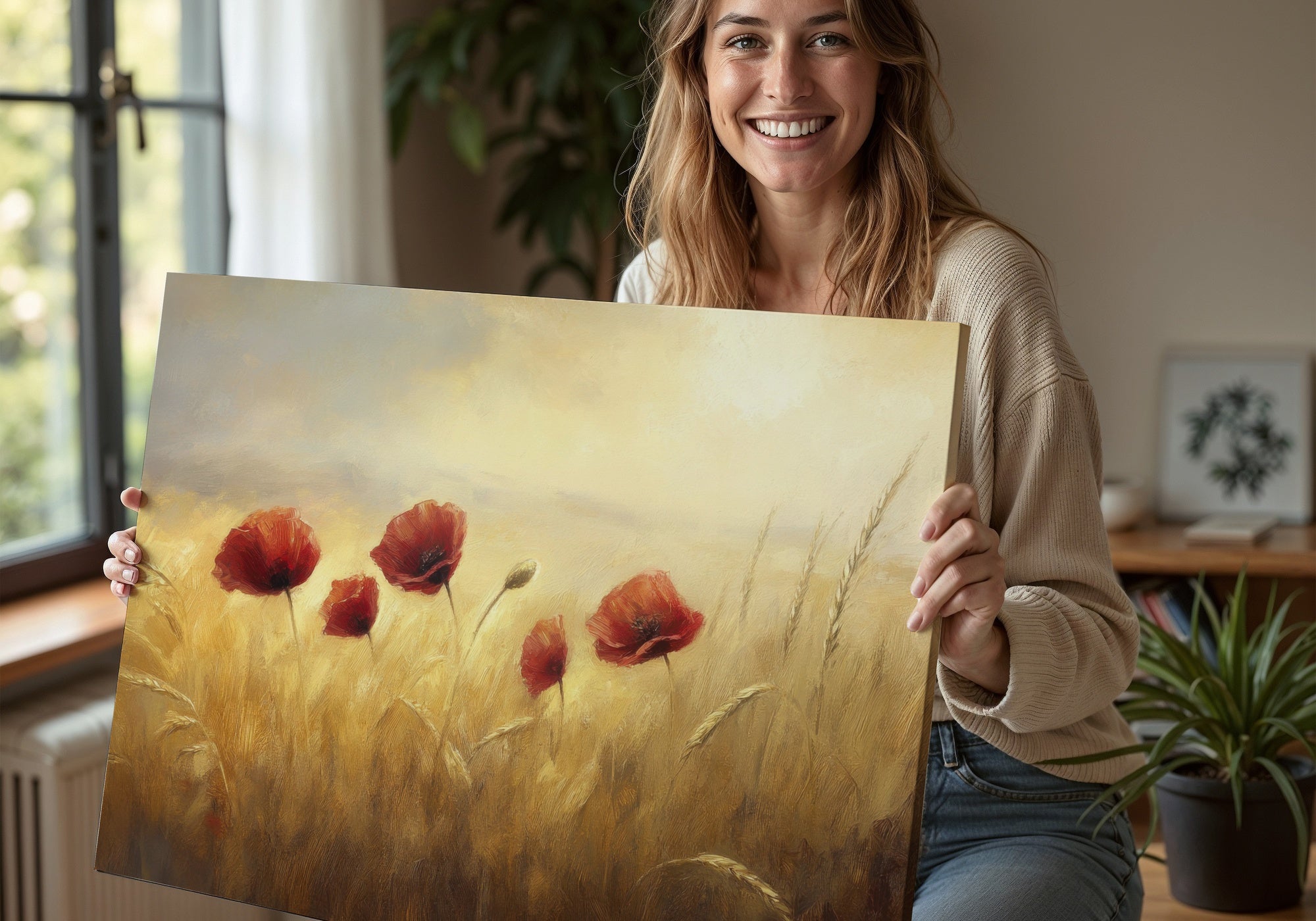 Woman showing floral Downloadable Art