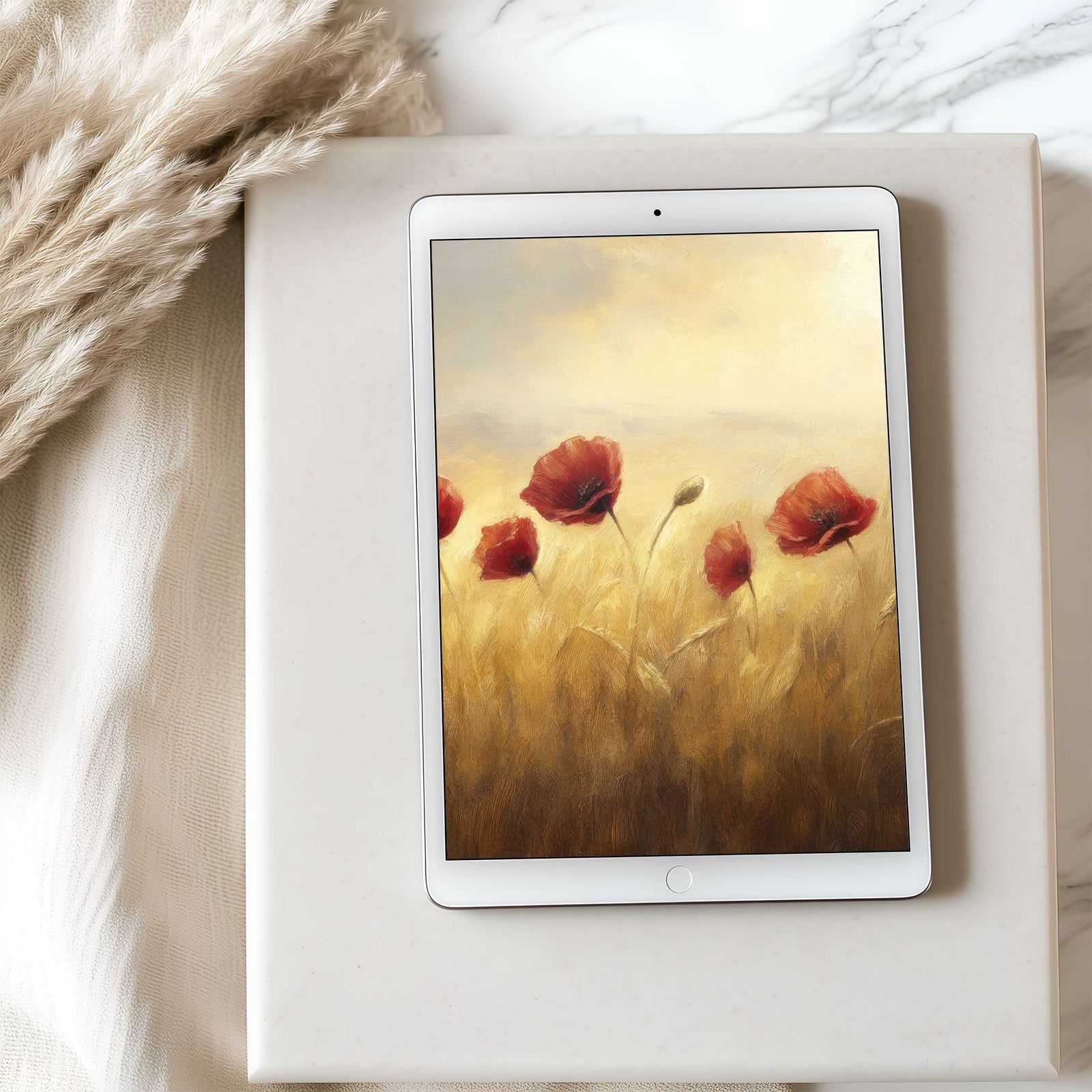 Floral iPad Wallpaper Golden Field With Vivid Poppies