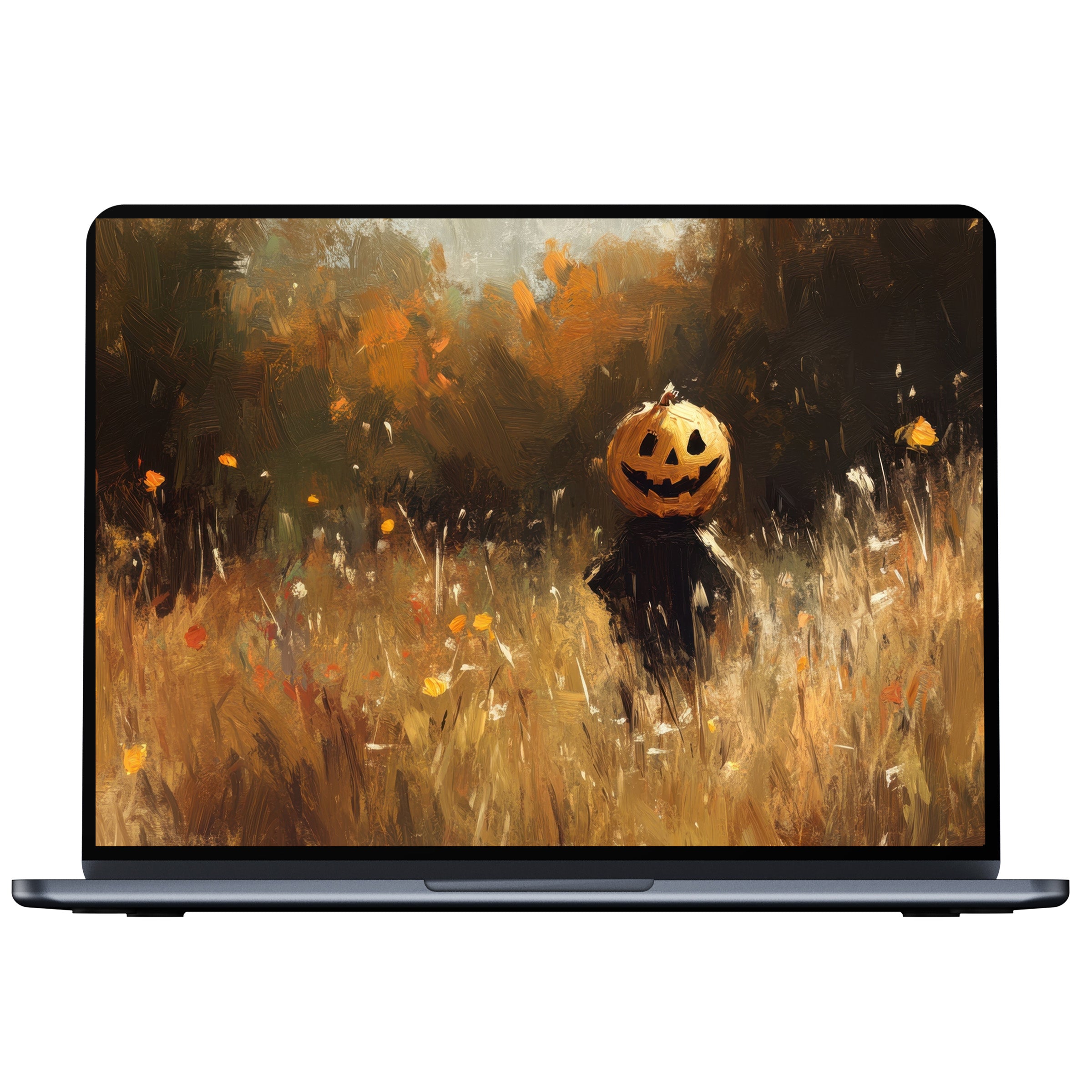 Elegant halloween desktop wallpaper digital download with a serene autumn scene for PC and laptop, evoking calm and mindfulness