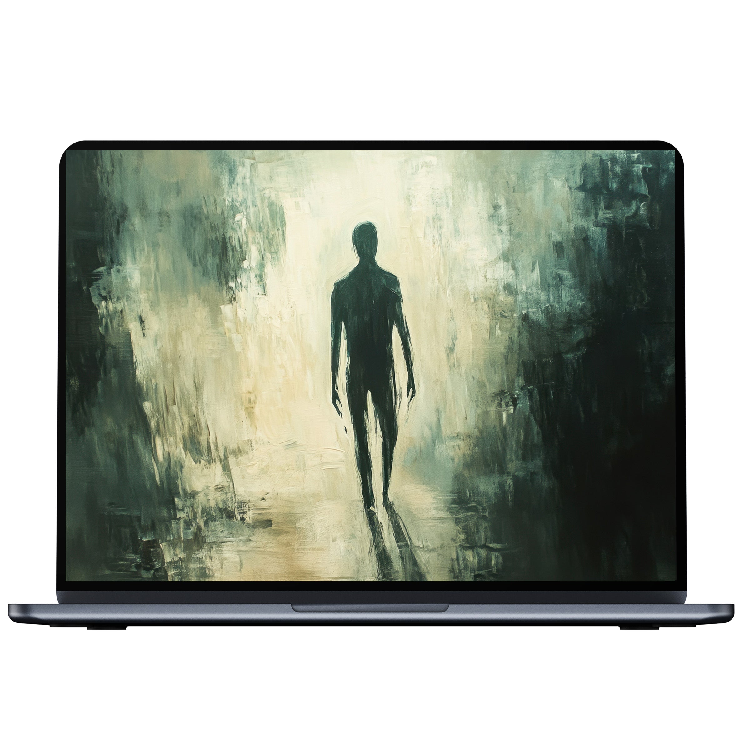 Mysterious figure painting on halloween desktop wallpaper offers an inspiring digital download for PC laptop or Mac users