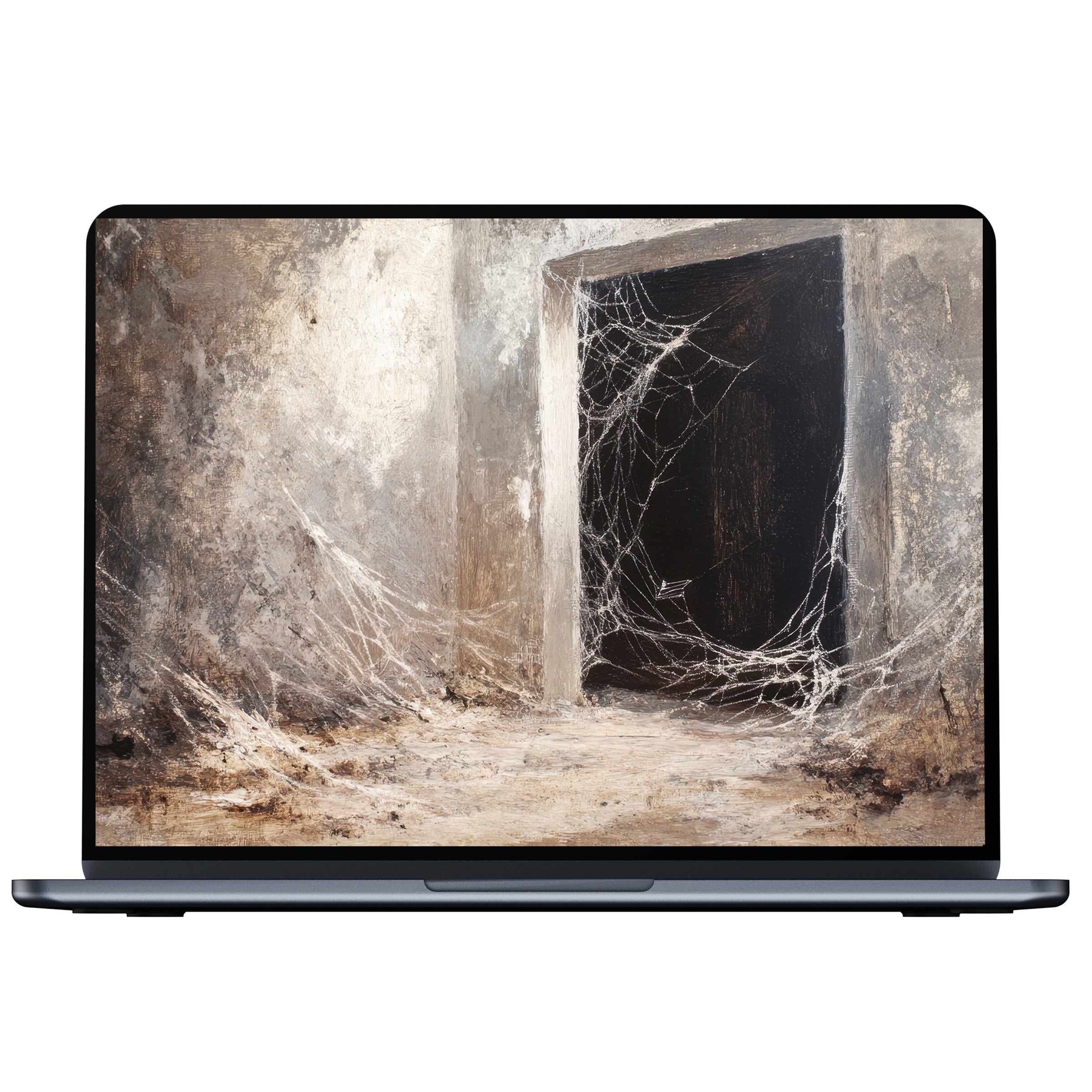 Atmospheric halloween desktop wallpaper featuring rustic textures and cobwebs enhances PC or laptop screens with elegance and calm digital download