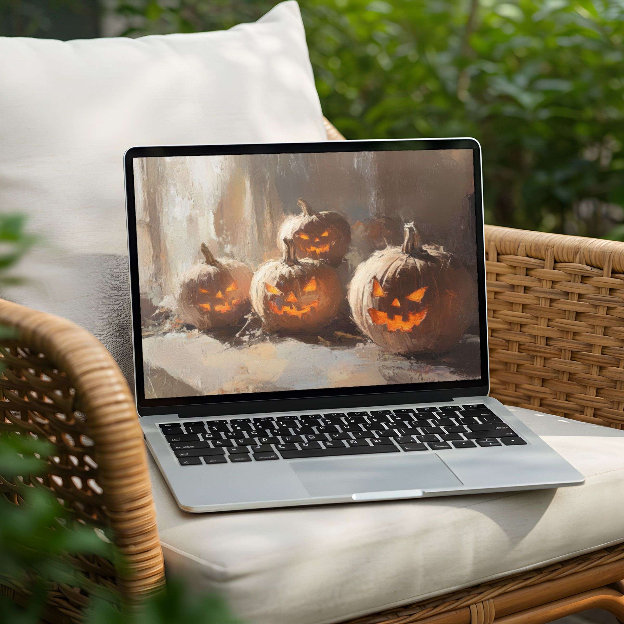 Elegant pumpkin art desktop background for PC or Laptop inspires mindfulness with instant download for serene design lovers