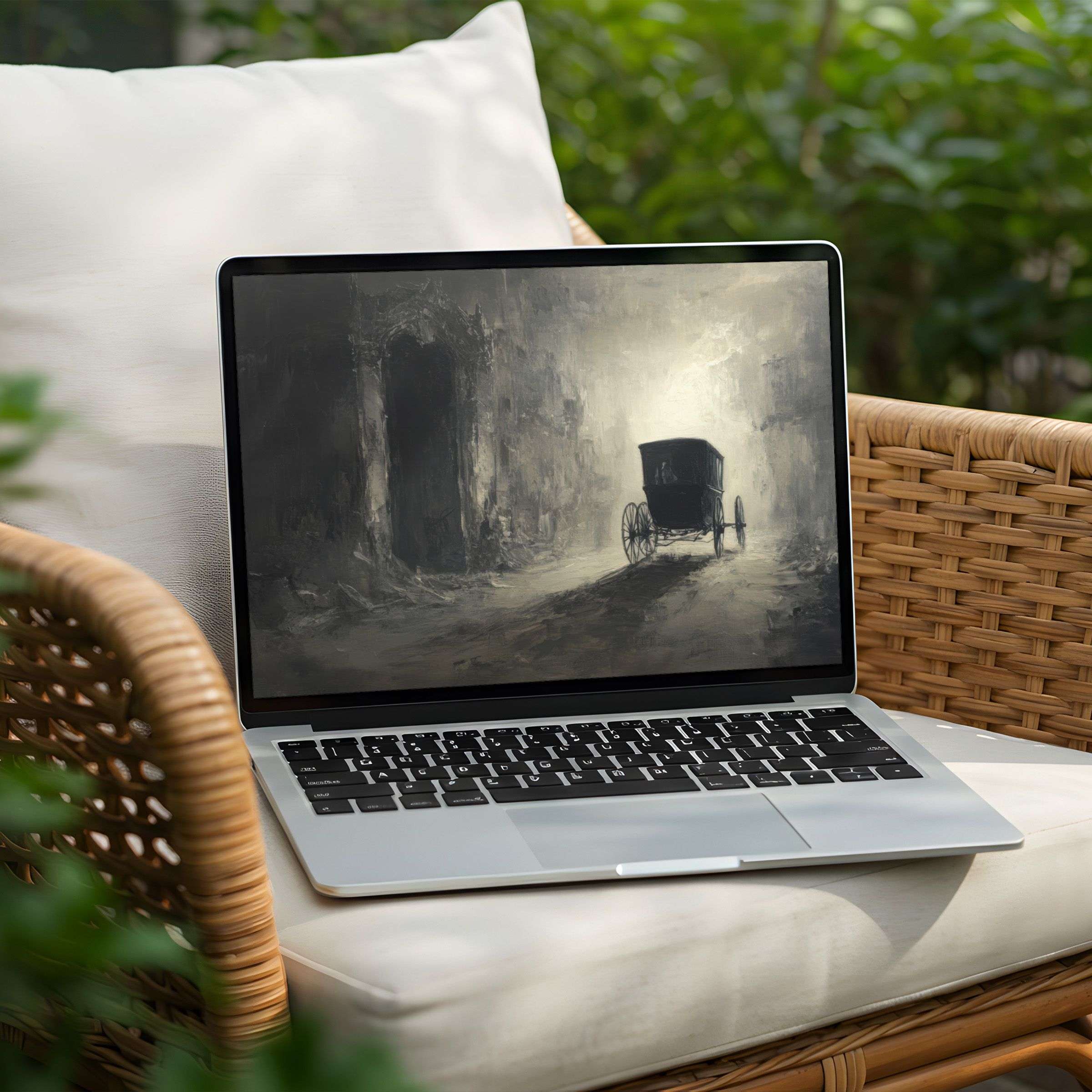 Elegant digital art for desktop background; instant download for PC or Laptop offering calm inspiration with muted textures