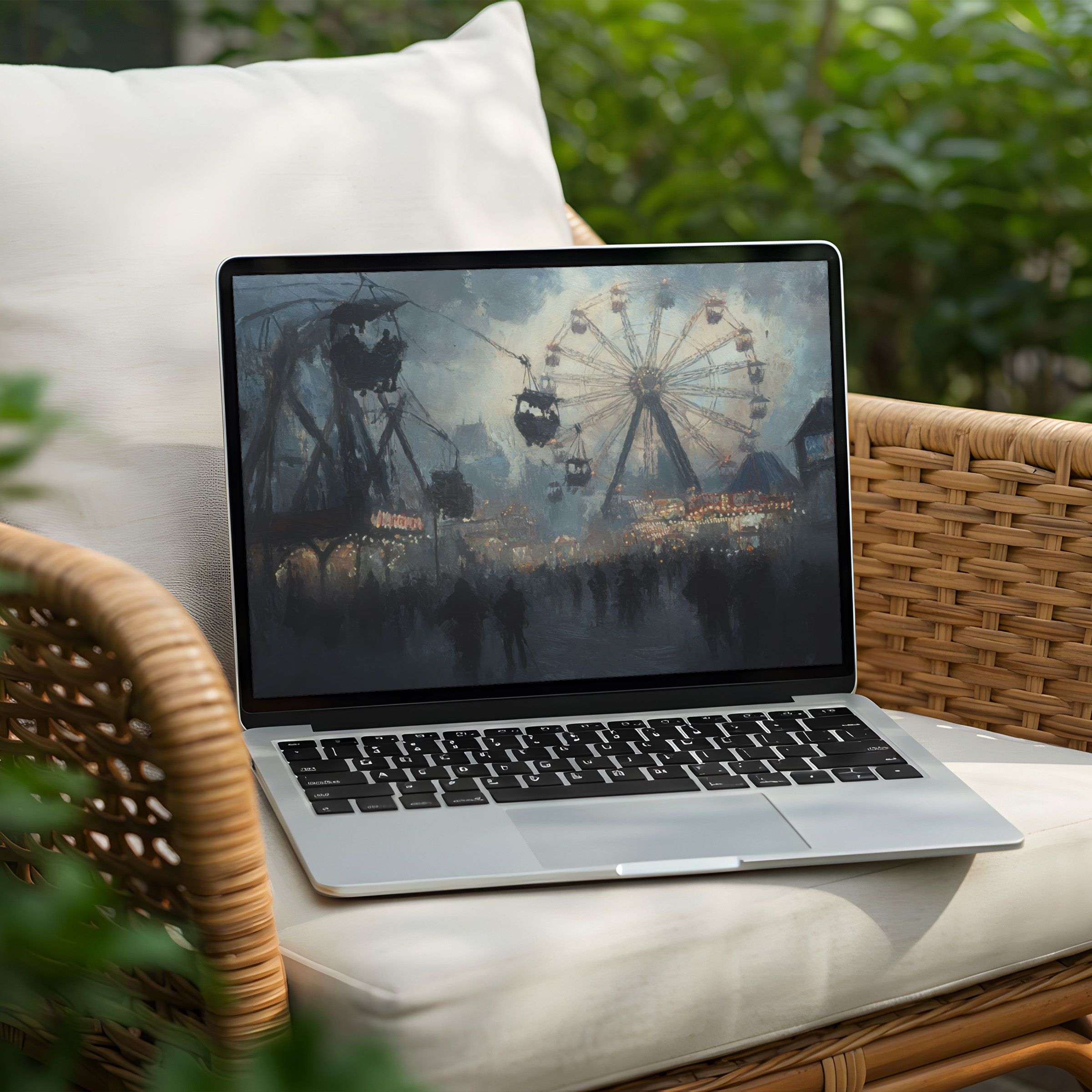 Elegant desktop background for PC and Laptop with calming fairground scene available for instant download inspiring mindfulness