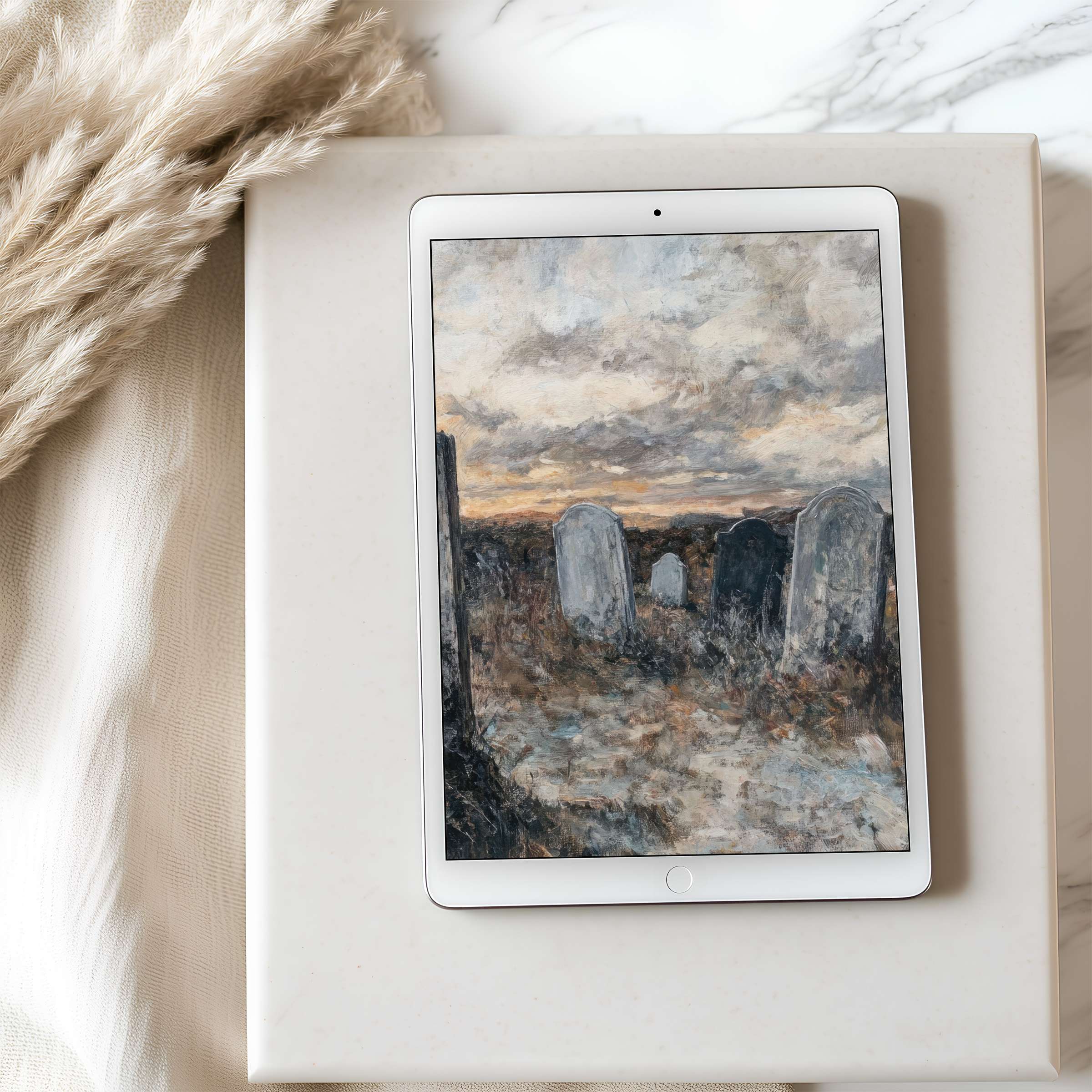 Curated tablet wallpaper featuring serene cloudy landscape in high resolution perfect for iPad download modern calm interior aesthetics