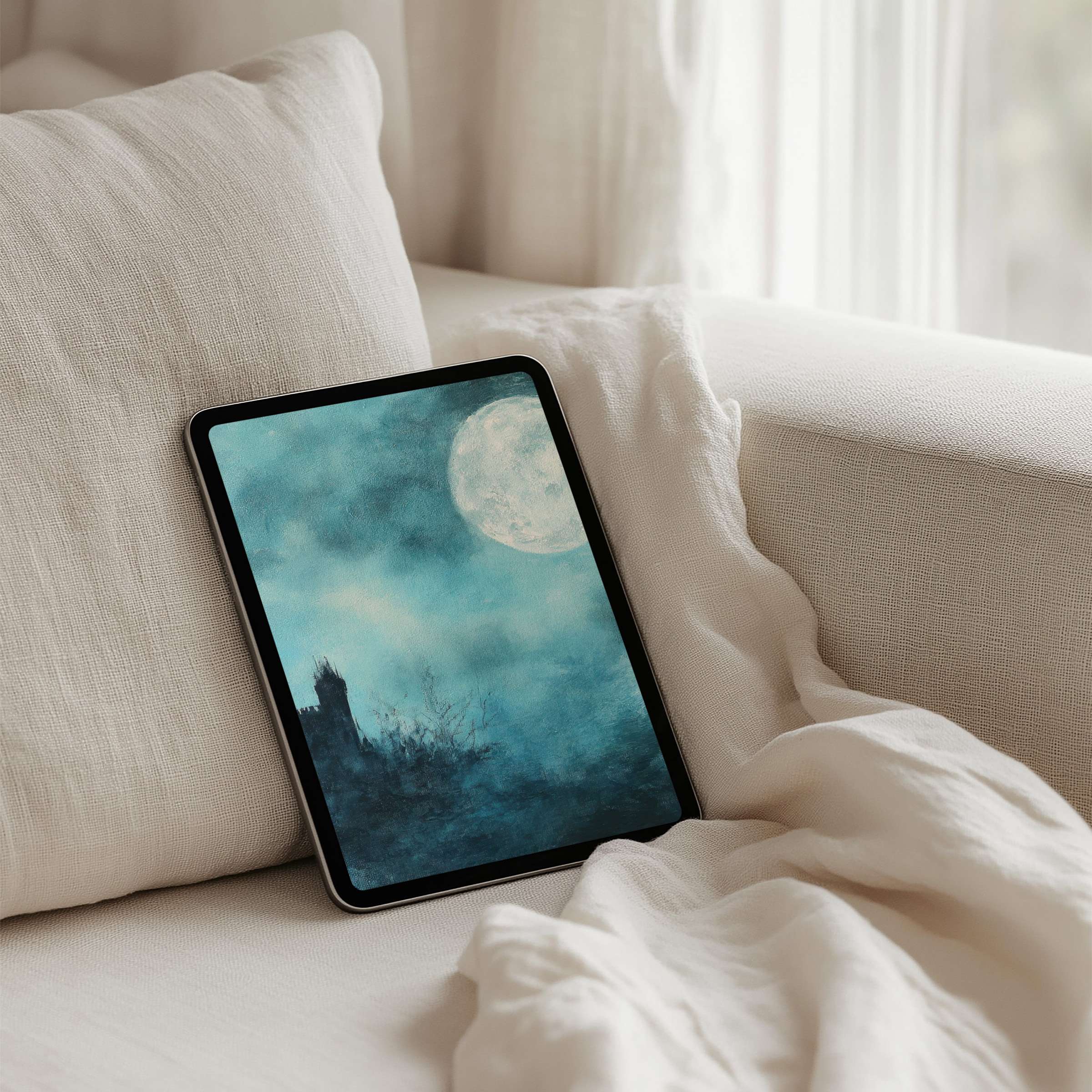 Serene moonlit sky iPad background for instant download brings calm inspiration to your tablet aesthetic enhancing mindfulness