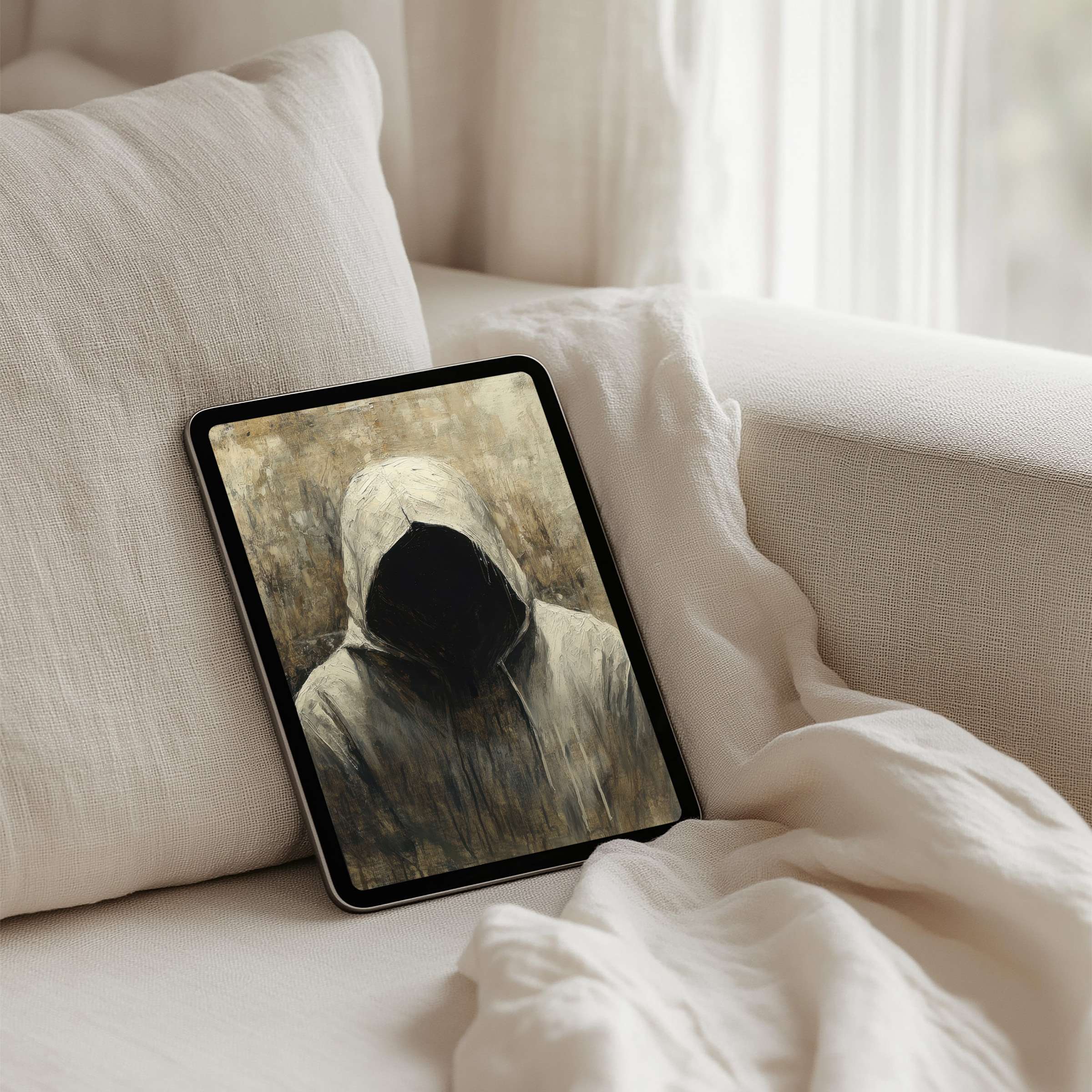 Mysterious art on tablet iPad background offers calm and elegance for design-conscious souls instant download for all tablets