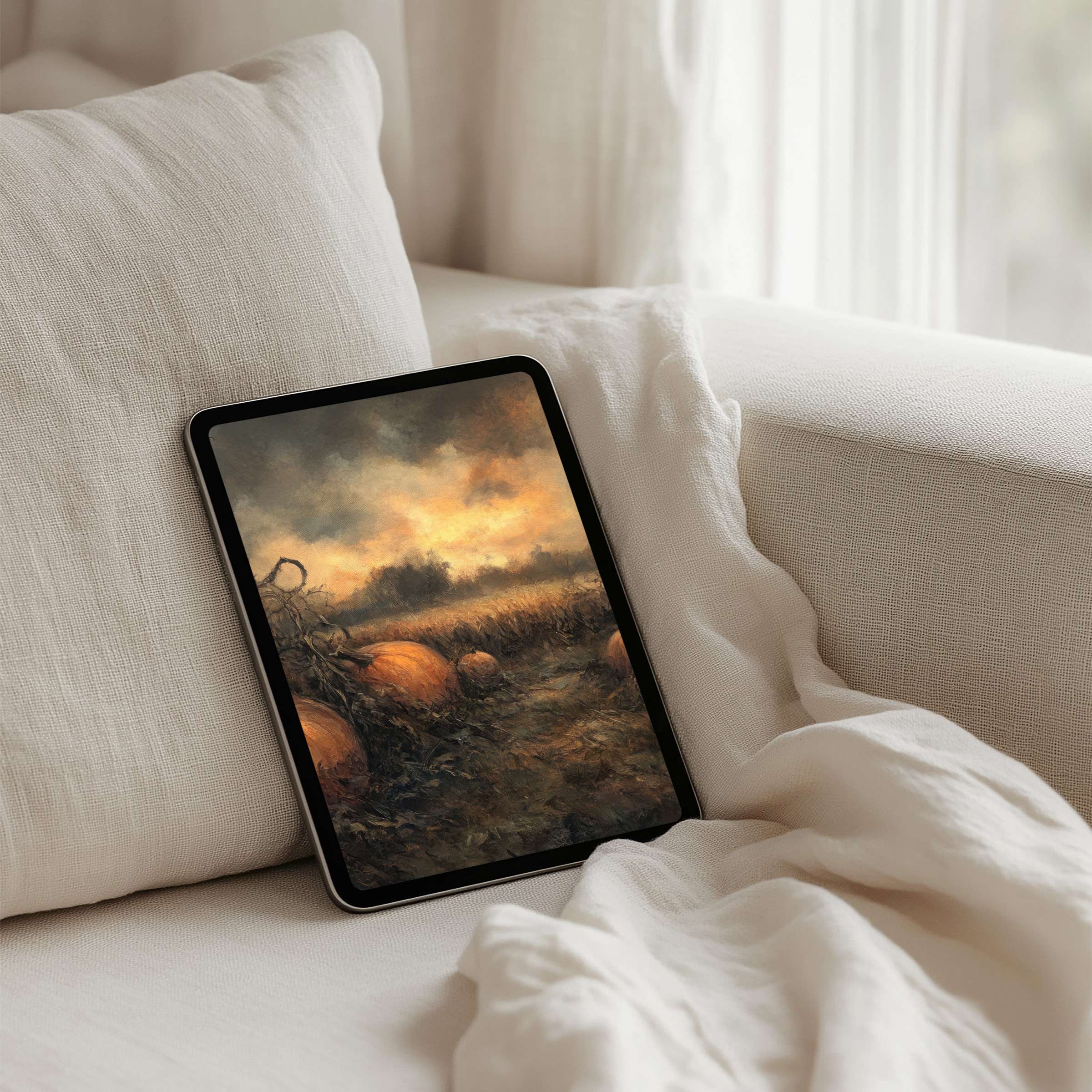 Serene landscape art as iPad background offers instant download for all tablet types bringing calm elegance and mindful inspiration
