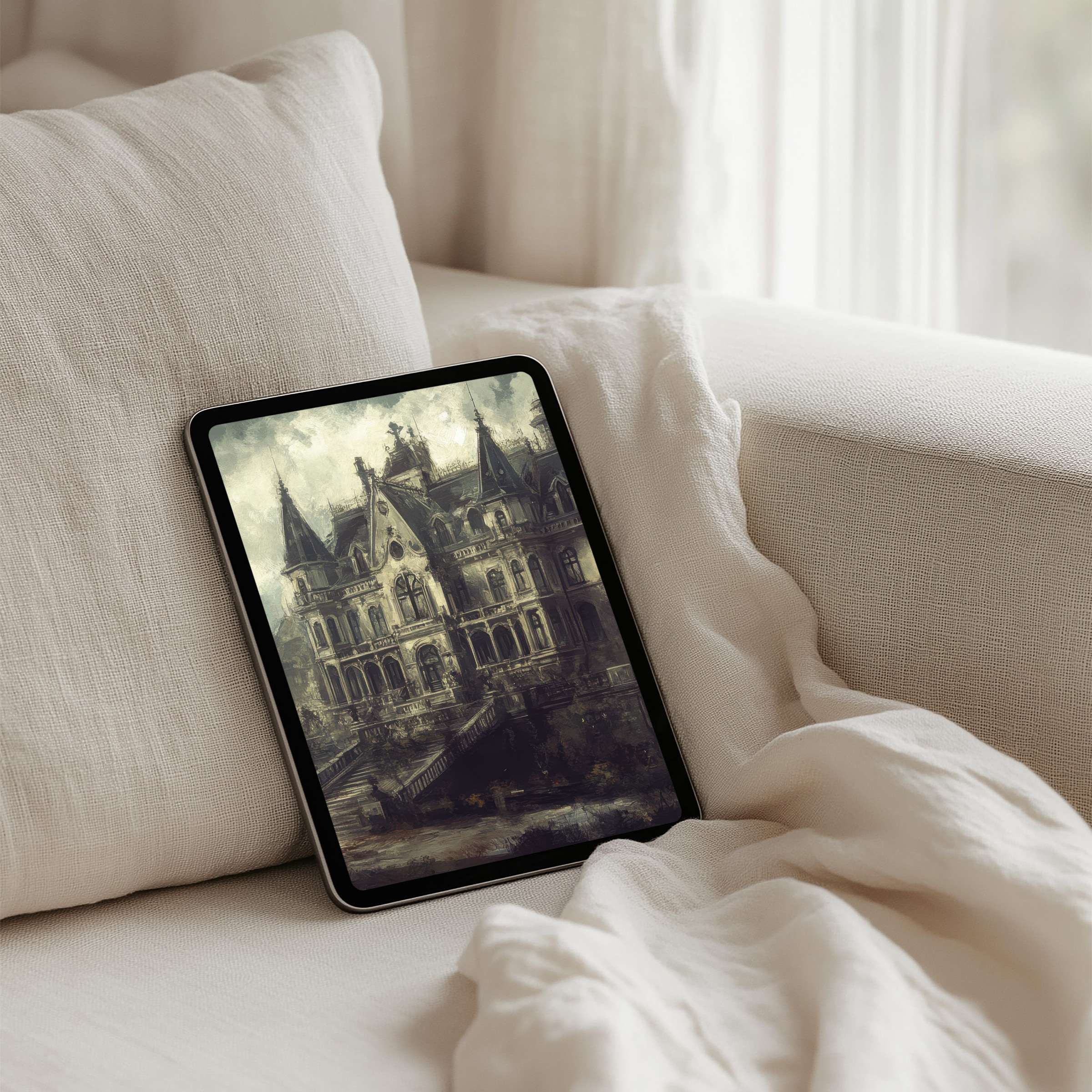 Elegant iPad background featuring a serene historic castle, perfect for instant download to elevate your tablet's aesthetics