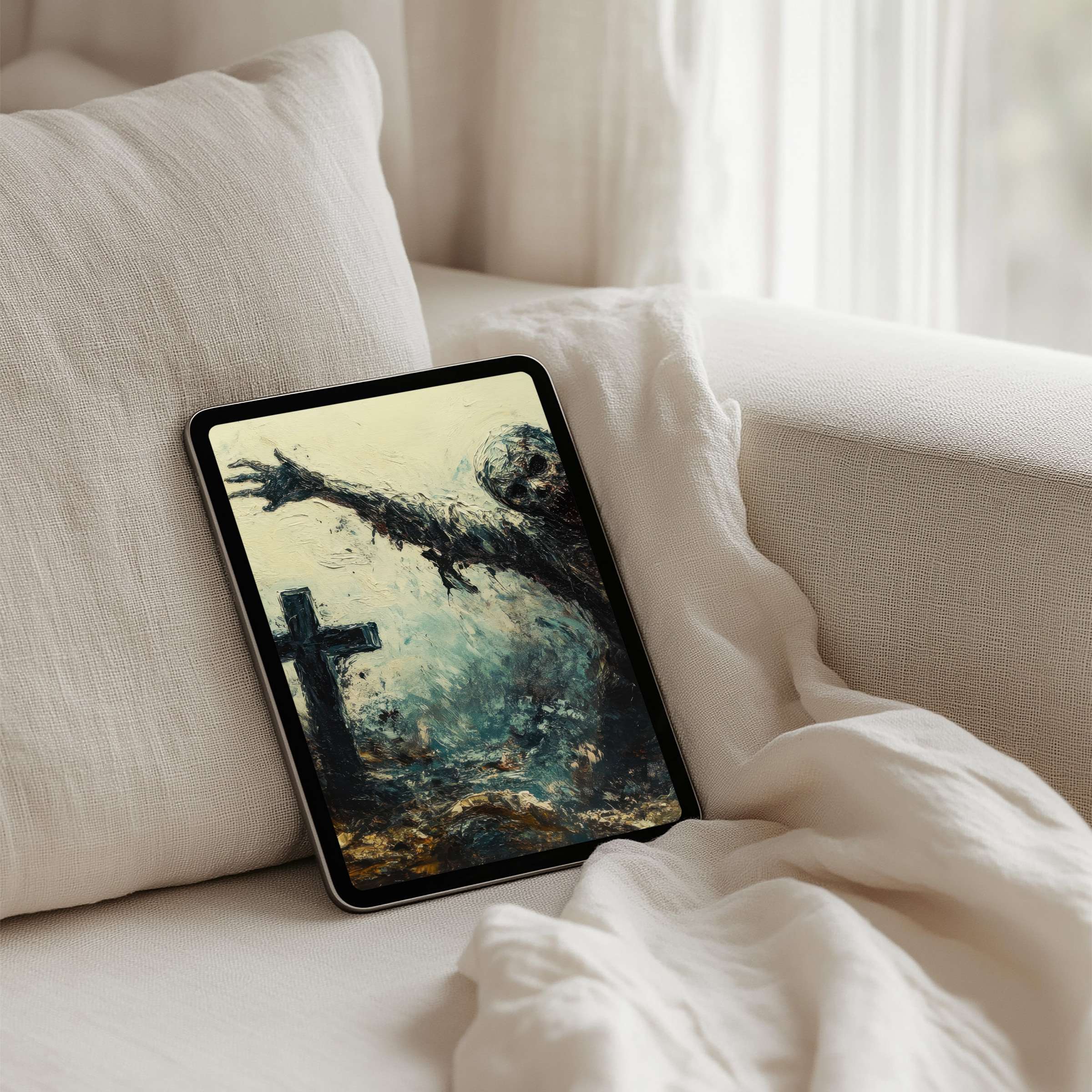 Ethereal artistry iPad background for an instant download, enhancing tablet ambiance with moody elegance and creative inspiration