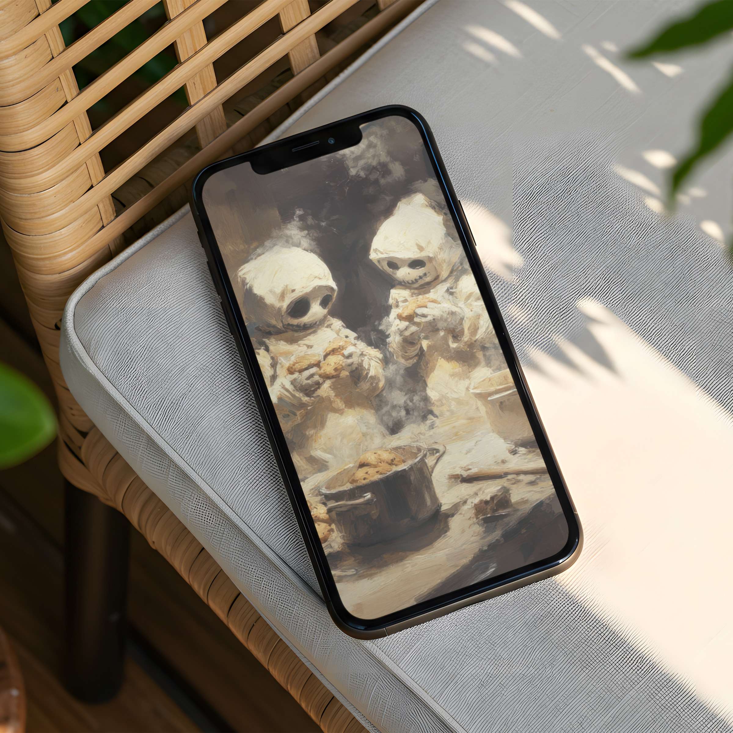 Serene iPhone background with dreamy figures exudes calm and elegance perfect for phone instant download for iPhone and Android