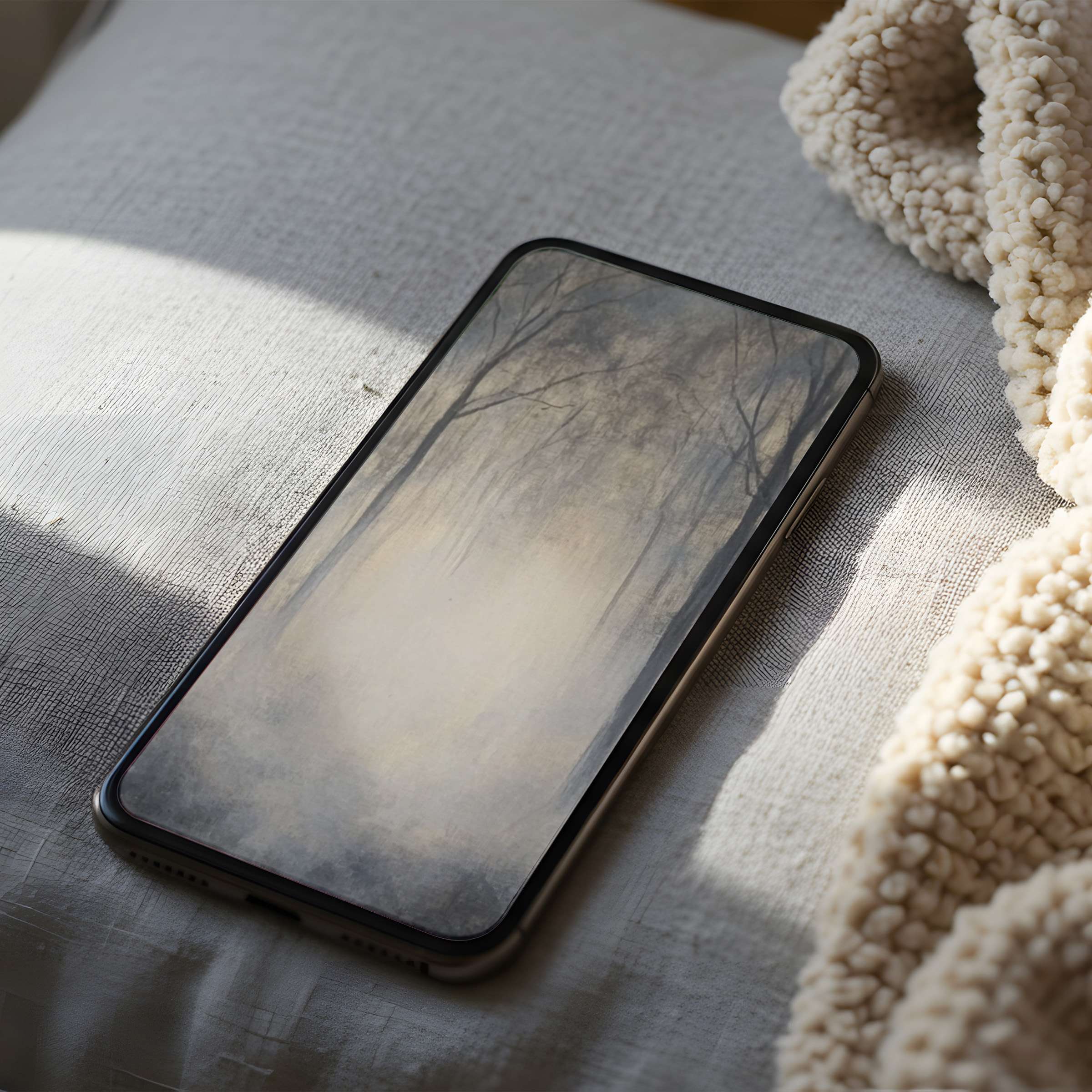 Serene forest phone wallpaper in high resolution reflects nature's calm elegance, ideal for iPhone and Android digital download