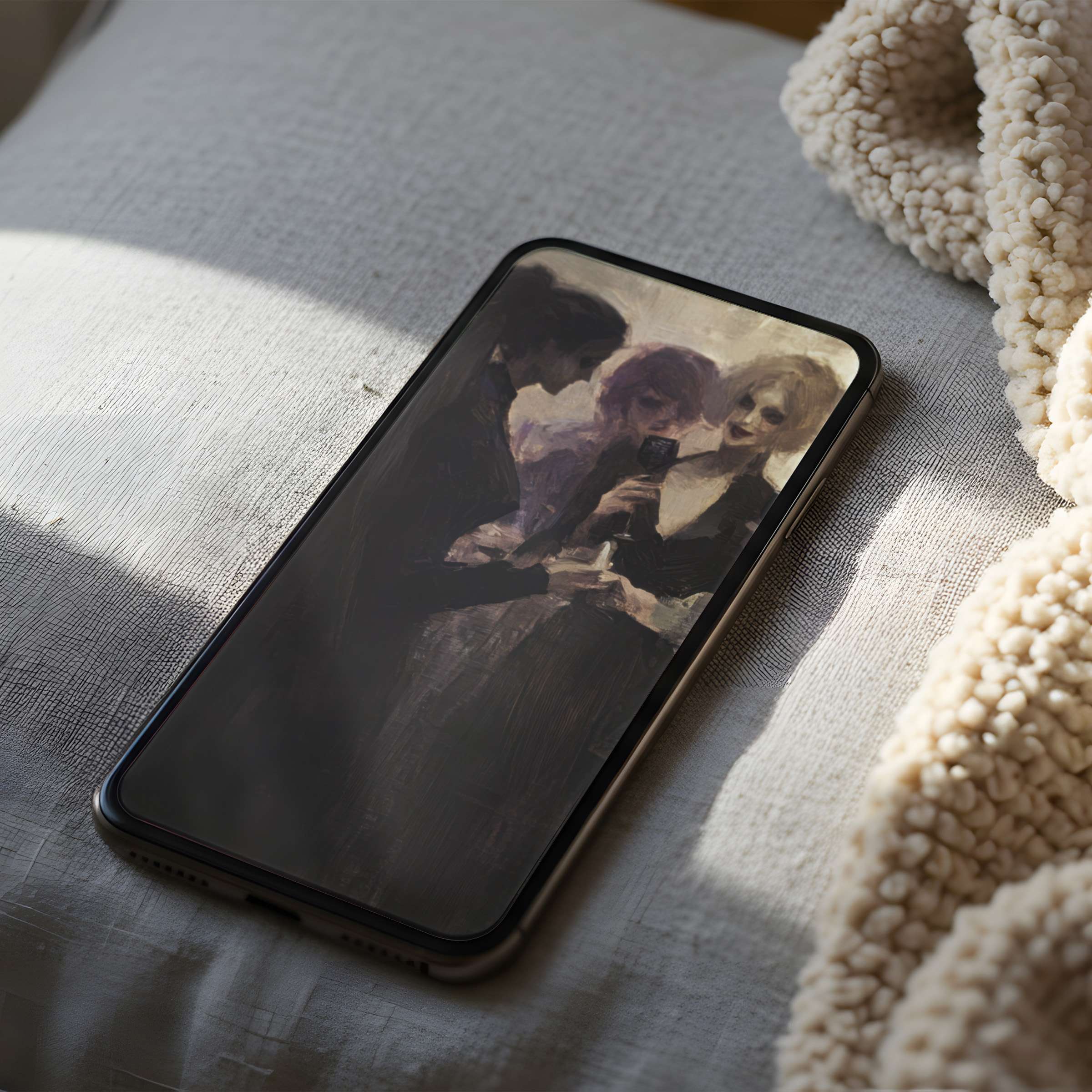 Elegant digital art phone wallpaper showcasing an impressionistic motif in soft muted colors available in high resolution for seamless iPhone and Android download