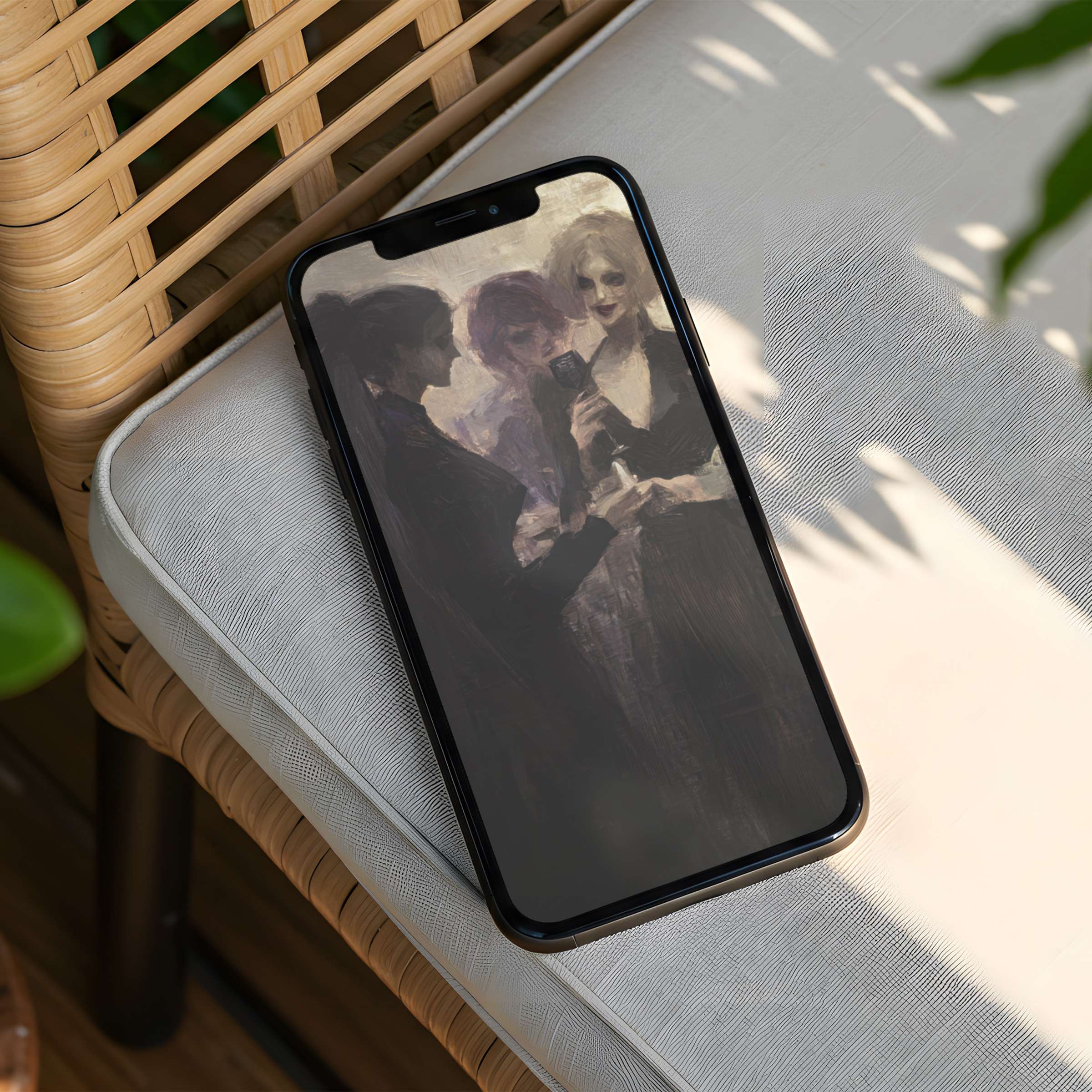 Elegant iPhone background featuring a serene digital painting evoking calm and mindfulness available for instant download to your phone