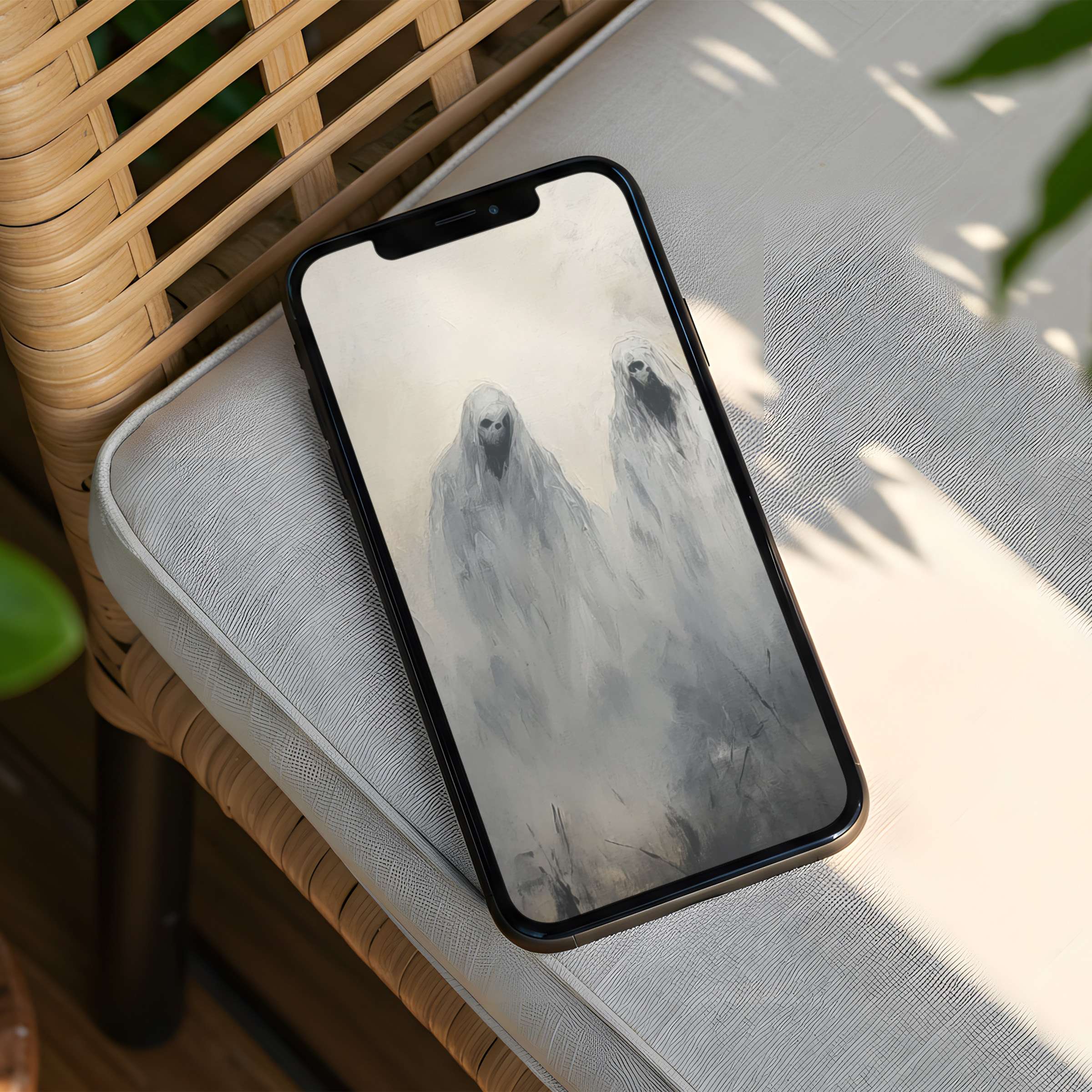 Elegant watercolor mist figures evoke calm and inspiration as an iPhone background instant download for serene phone aesthetic