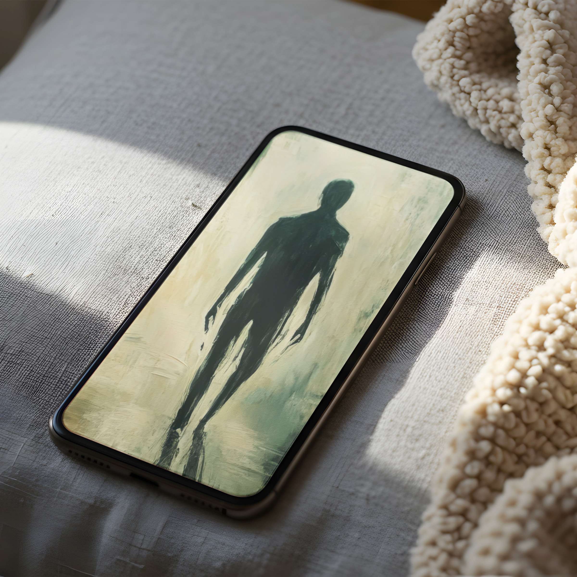 Elegant abstract figure art creates a serene phone wallpaper in high resolution for iPhone and Android offering calm aesthetics