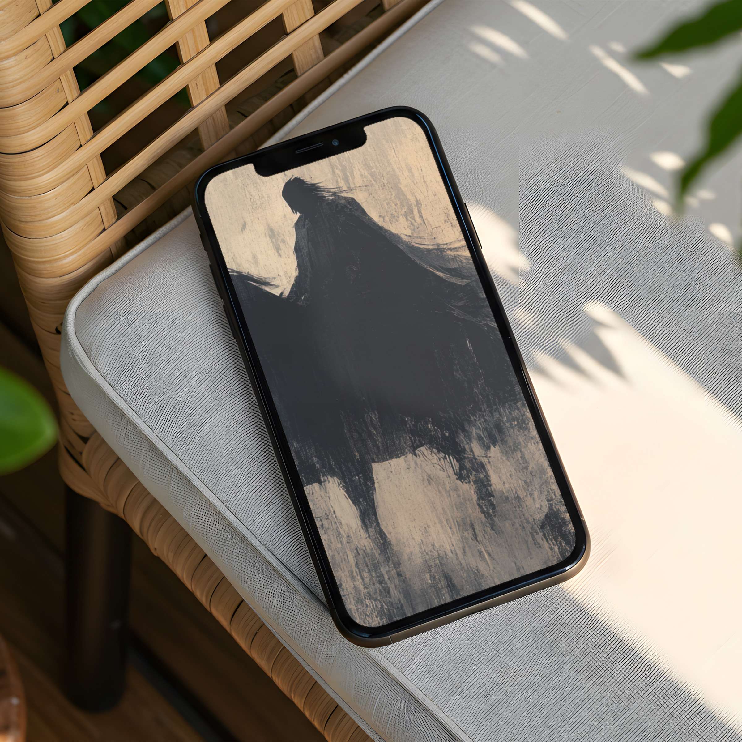 Elegant abstract art with dark hues on an iPhone background offers instant download for calm and inspired phone aesthetics