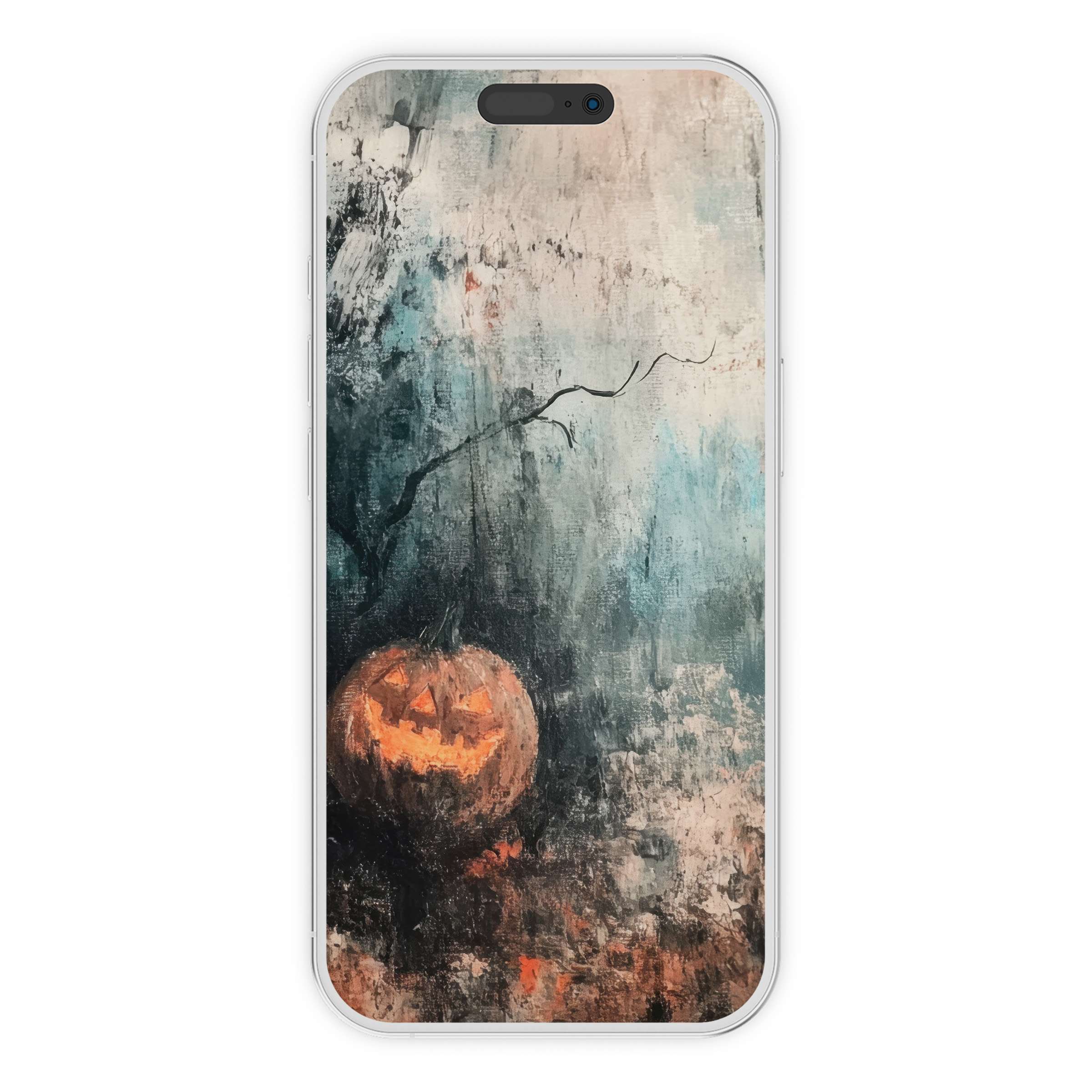 Mystical halloween iPhone wallpaper featuring an elegant digital download of a whimsical pumpkin, perfect phone background for all devices