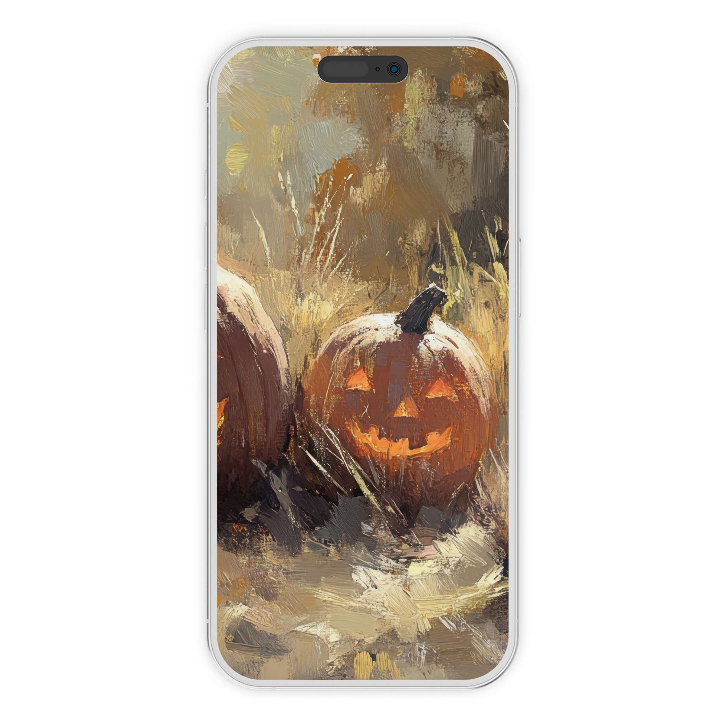 Elegant halloween iPhone wallpaper featuring a digital download of hand-painted pumpkins in warm earth tones perfect for phone backgrounds