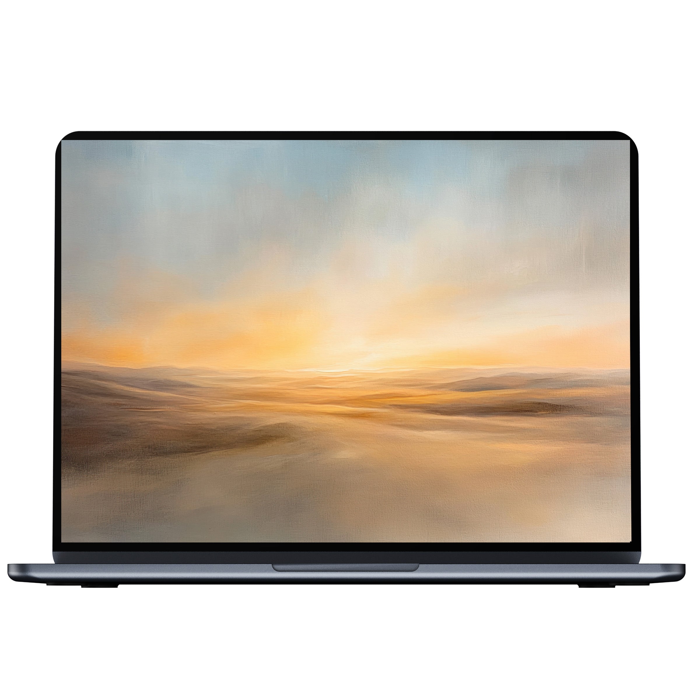 Sunset gradient landscape desktop wallpaper in soft hues offers calm inspiration, perfect digital download for PC or laptop screens