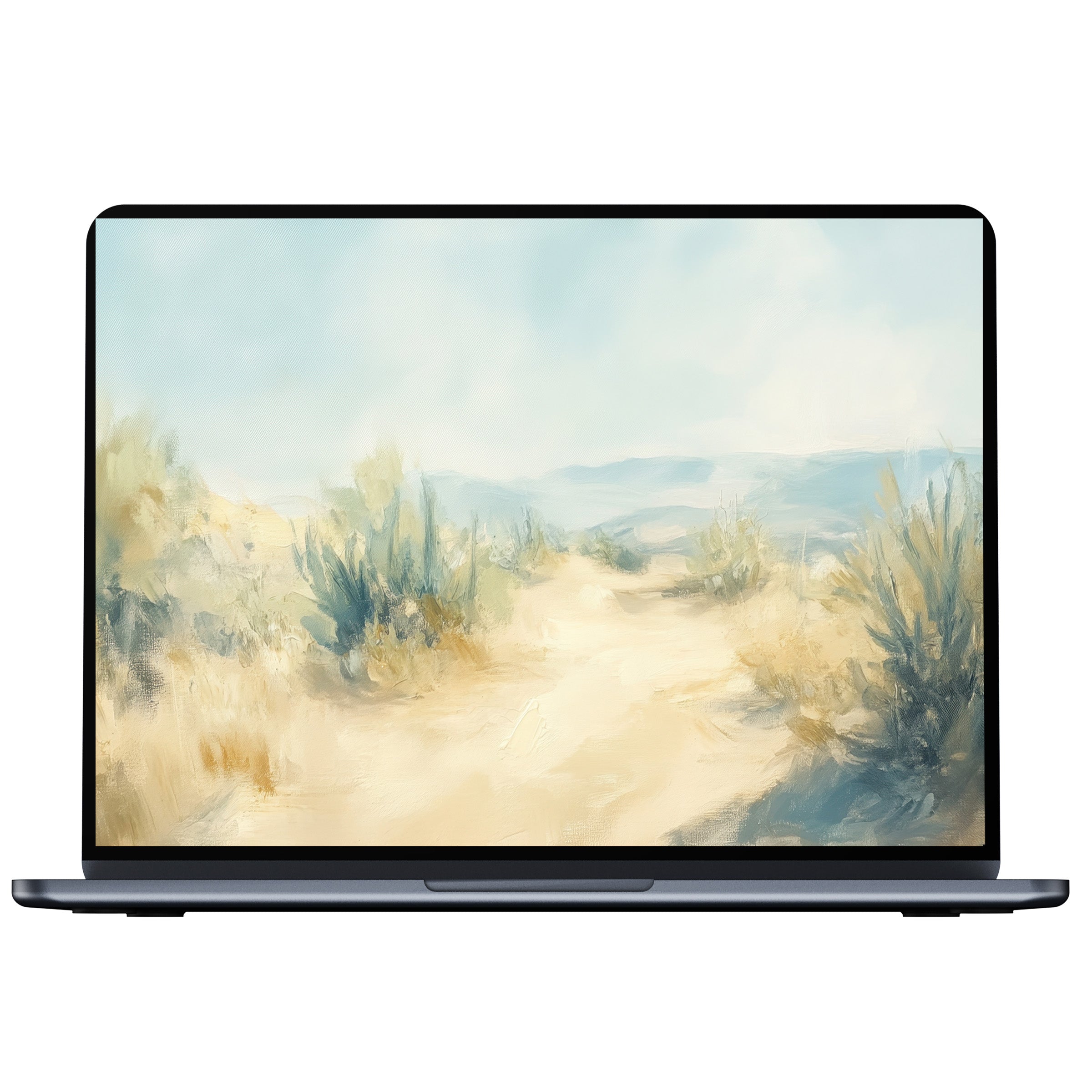 Dreamy landscape desktop wallpaper digital download in soothing pastels for PC and laptop to inspire calm and mindful elegance