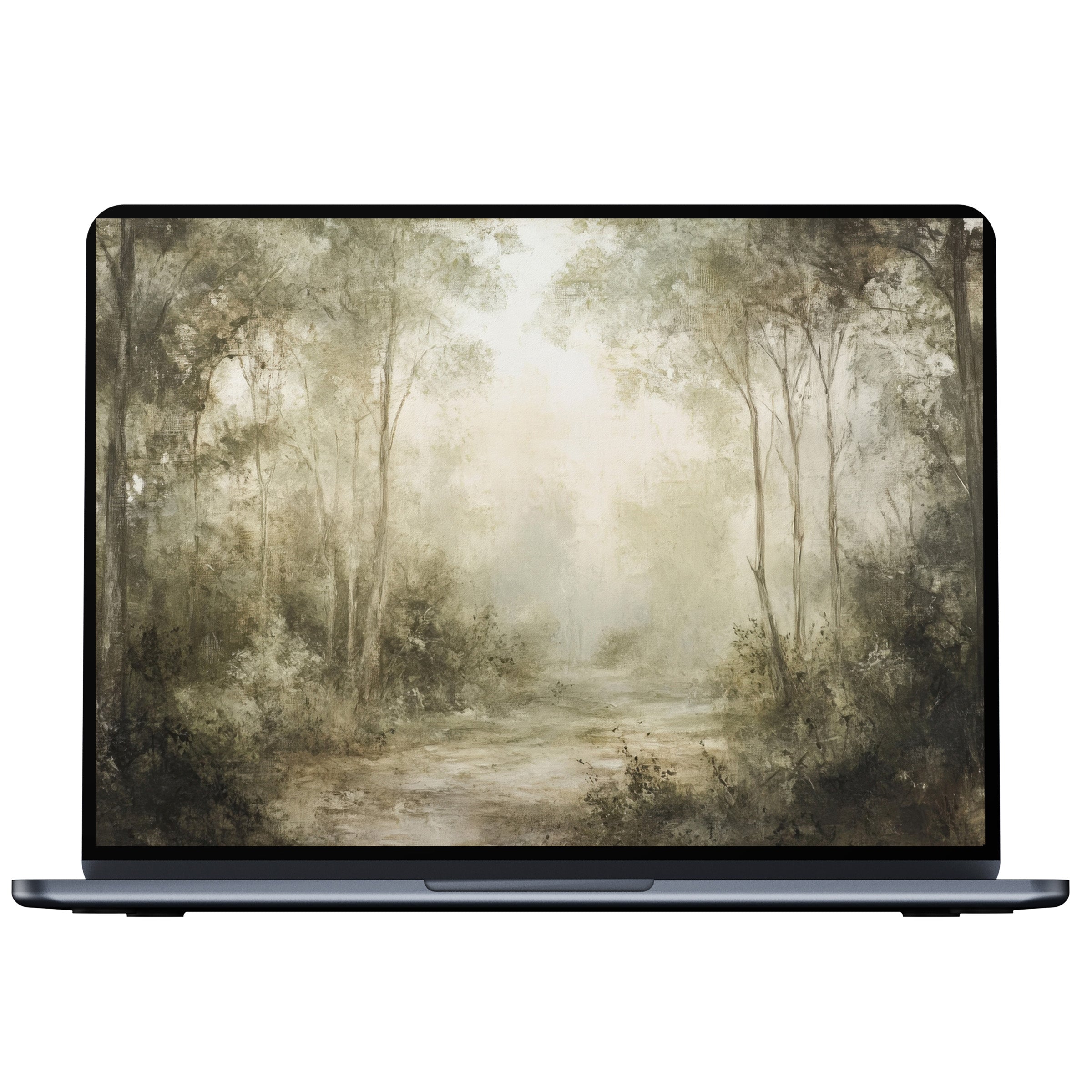 Misty forest landscape desktop wallpaper offers a serene digital download for PC or laptop enhancing calm and mindfulness