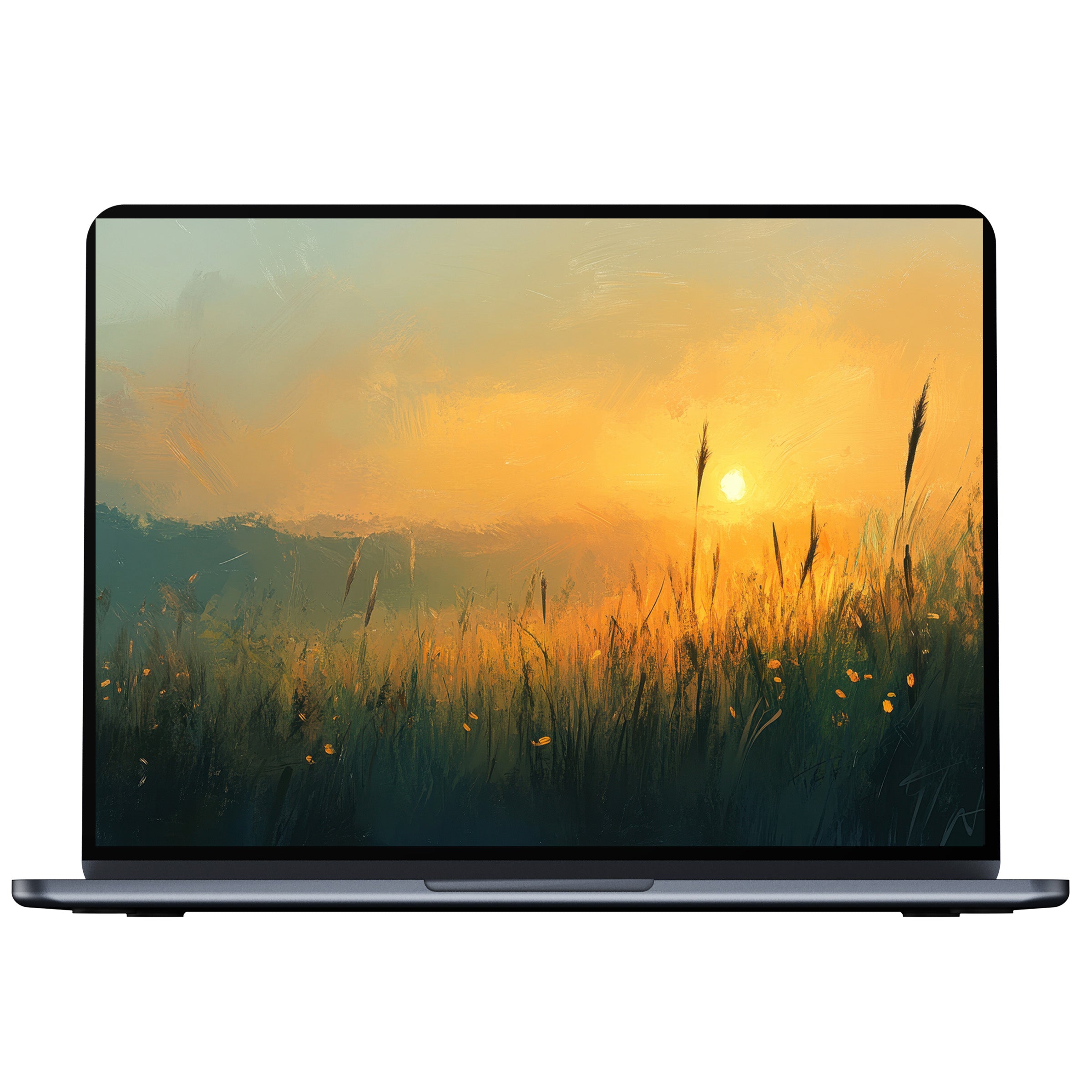 Vibrant sunset landscape desktop wallpaper for PC or laptop digital download evokes elegance and calm with rich colors