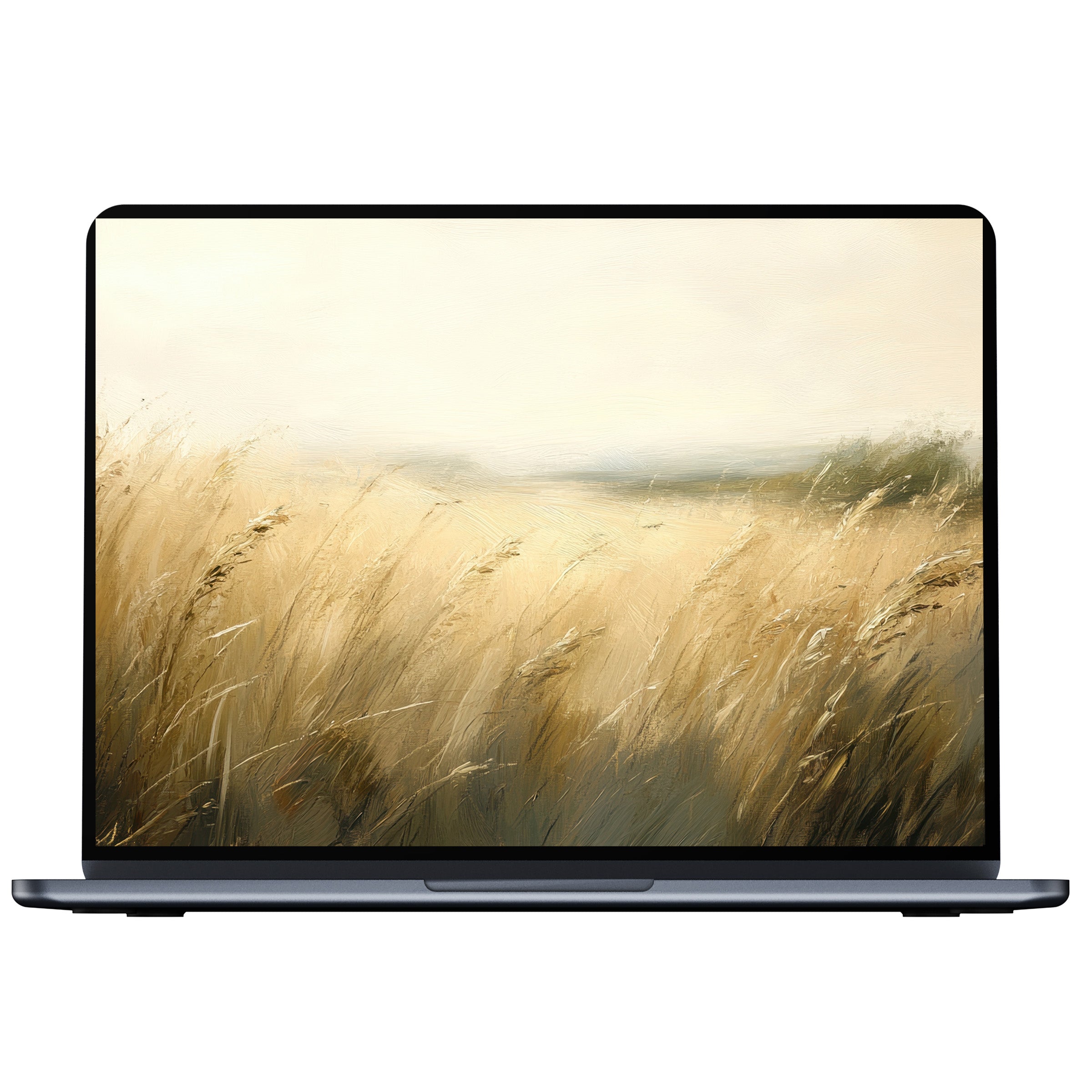 Calm landscape desktop wallpaper digital download featuring serene golden fields for PC or laptop inspiring elegance and mindfulness