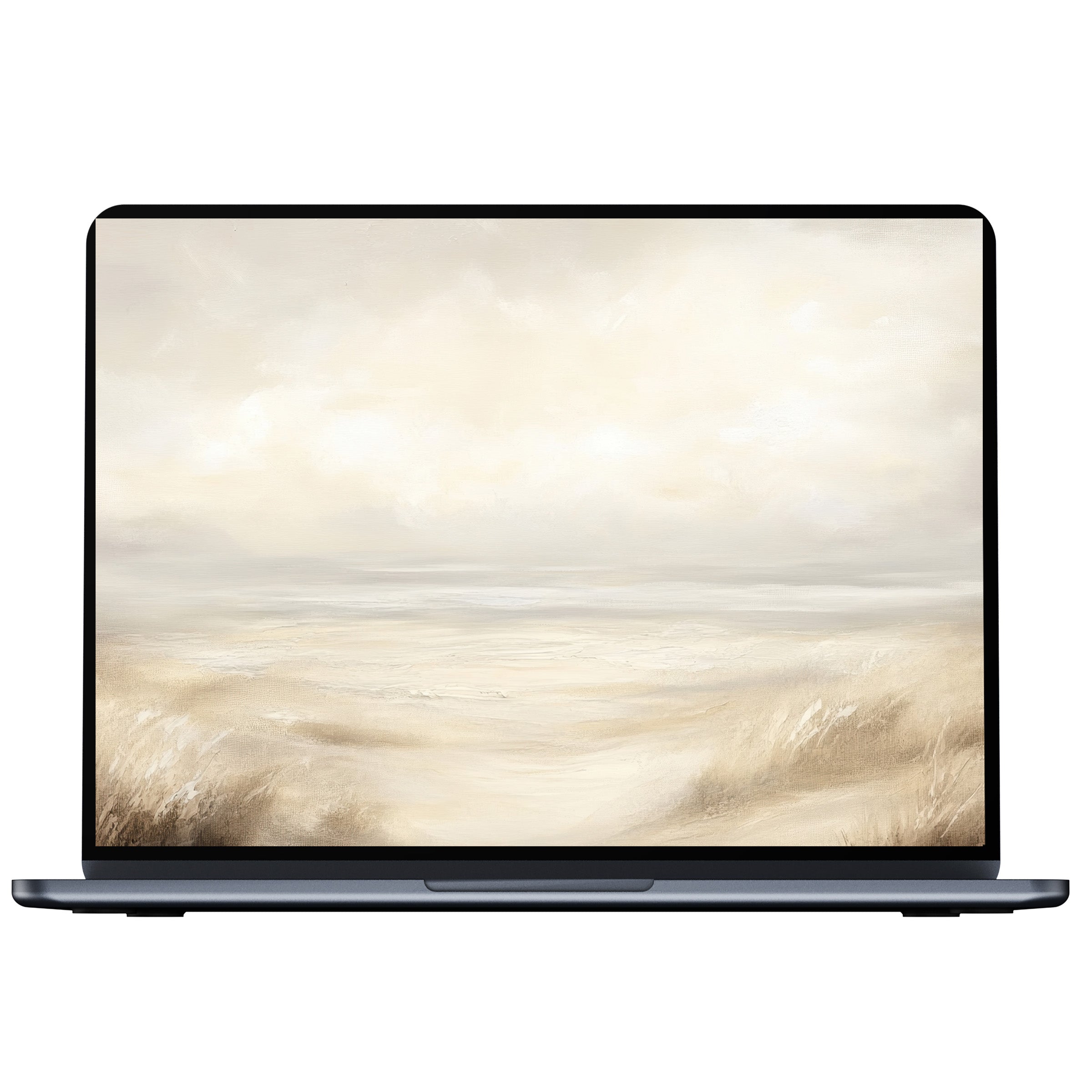 Calming beige landscape desktop wallpaper digital download for PC or laptop, offering elegant inspiration and mindfulness