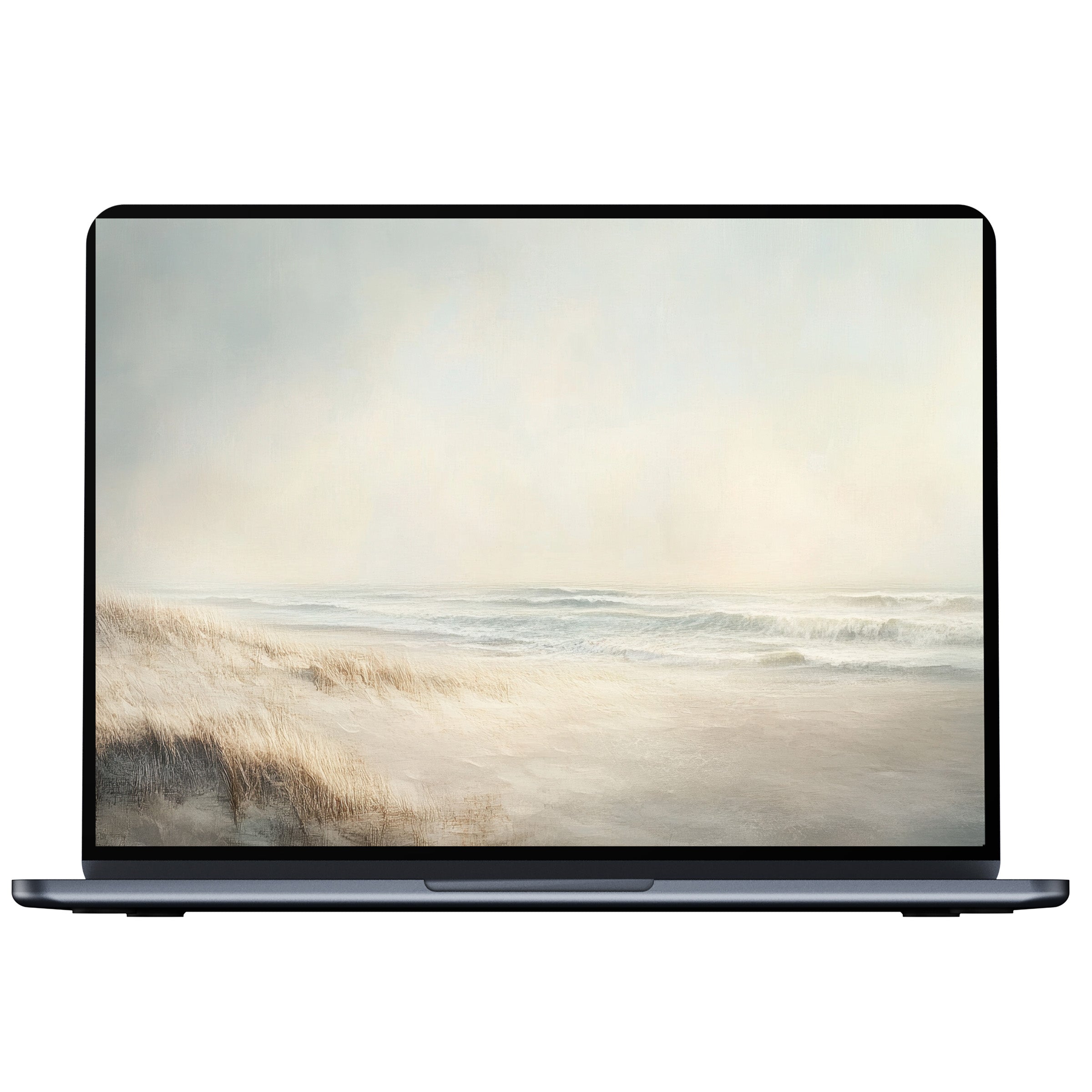 Soft pastel seascape landscape desktop wallpaper for PC or laptop digital download evokes calm and elegance enhancing mindfulness