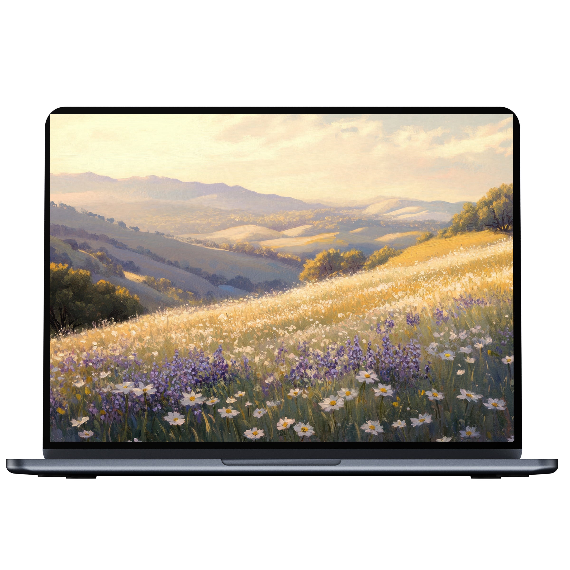 Vibrant landscape desktop wallpaper for PC or laptop digital download serene pastel fields inspire elegance and mindfulness