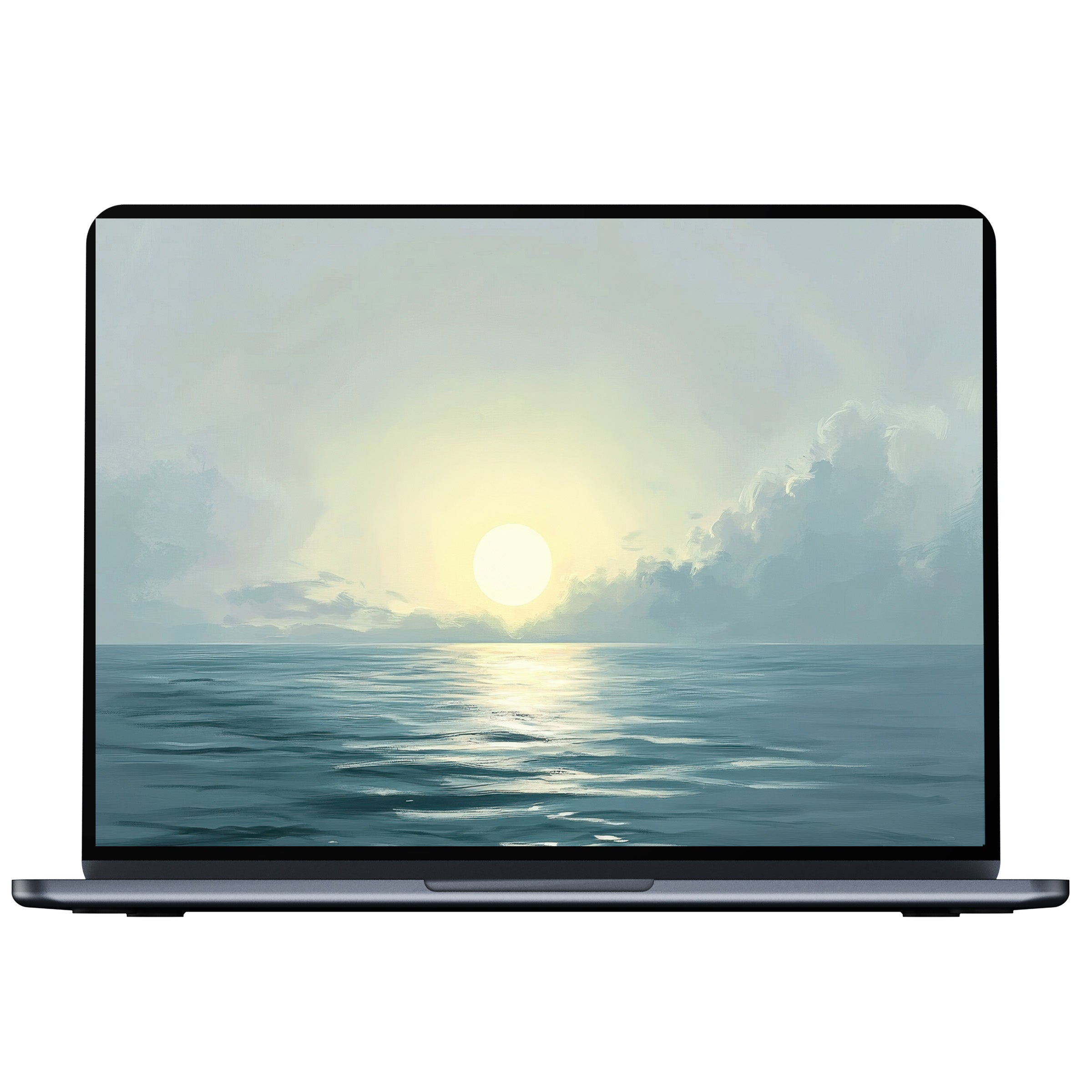 Download a serene landscape desktop wallpaper depicting a pastel sunrise over calm ocean, perfect for PC, laptop, and Mac usage