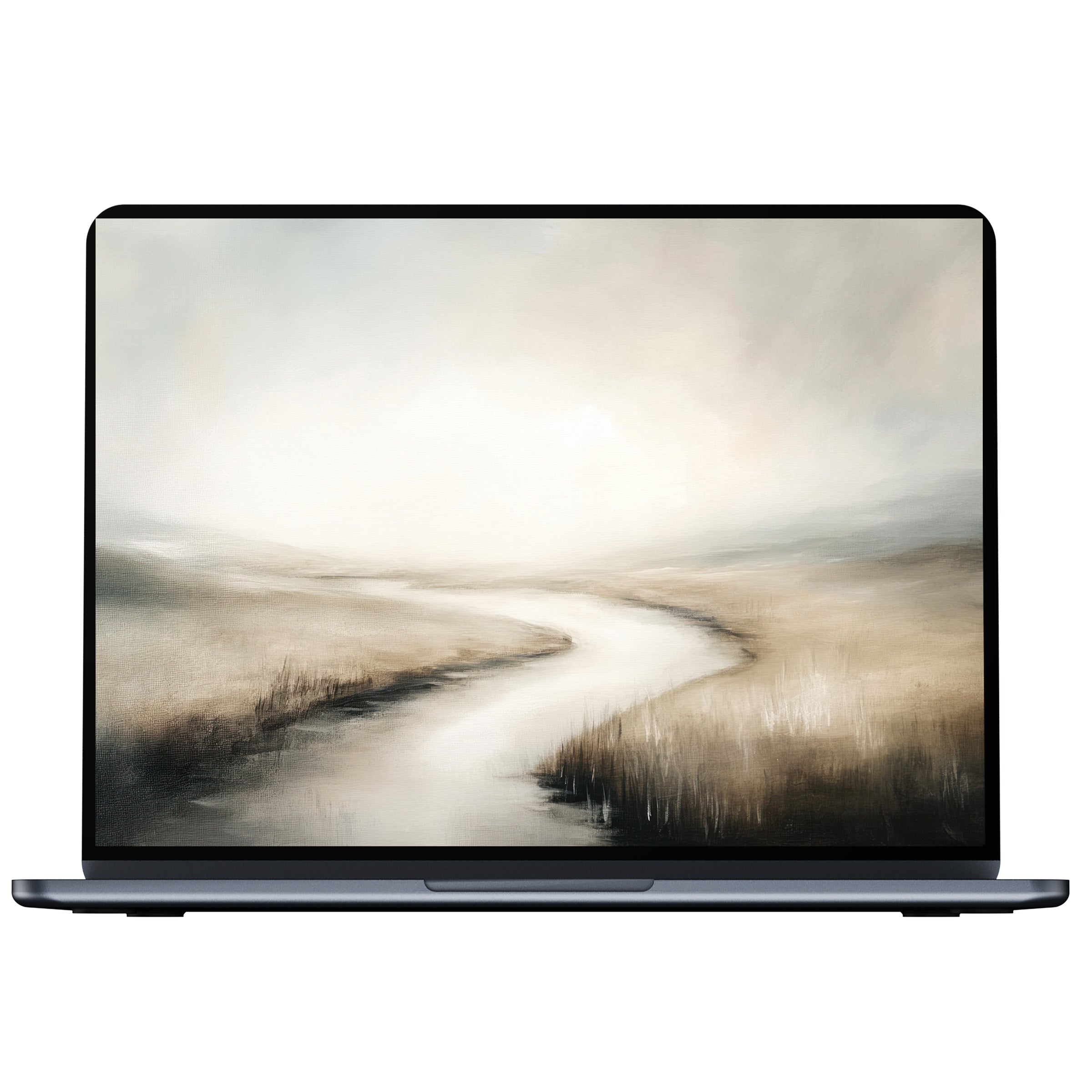 Serene landscape desktop wallpaper digital download in soft neutrals enhances mindfulness and elegance on PC or laptop screens