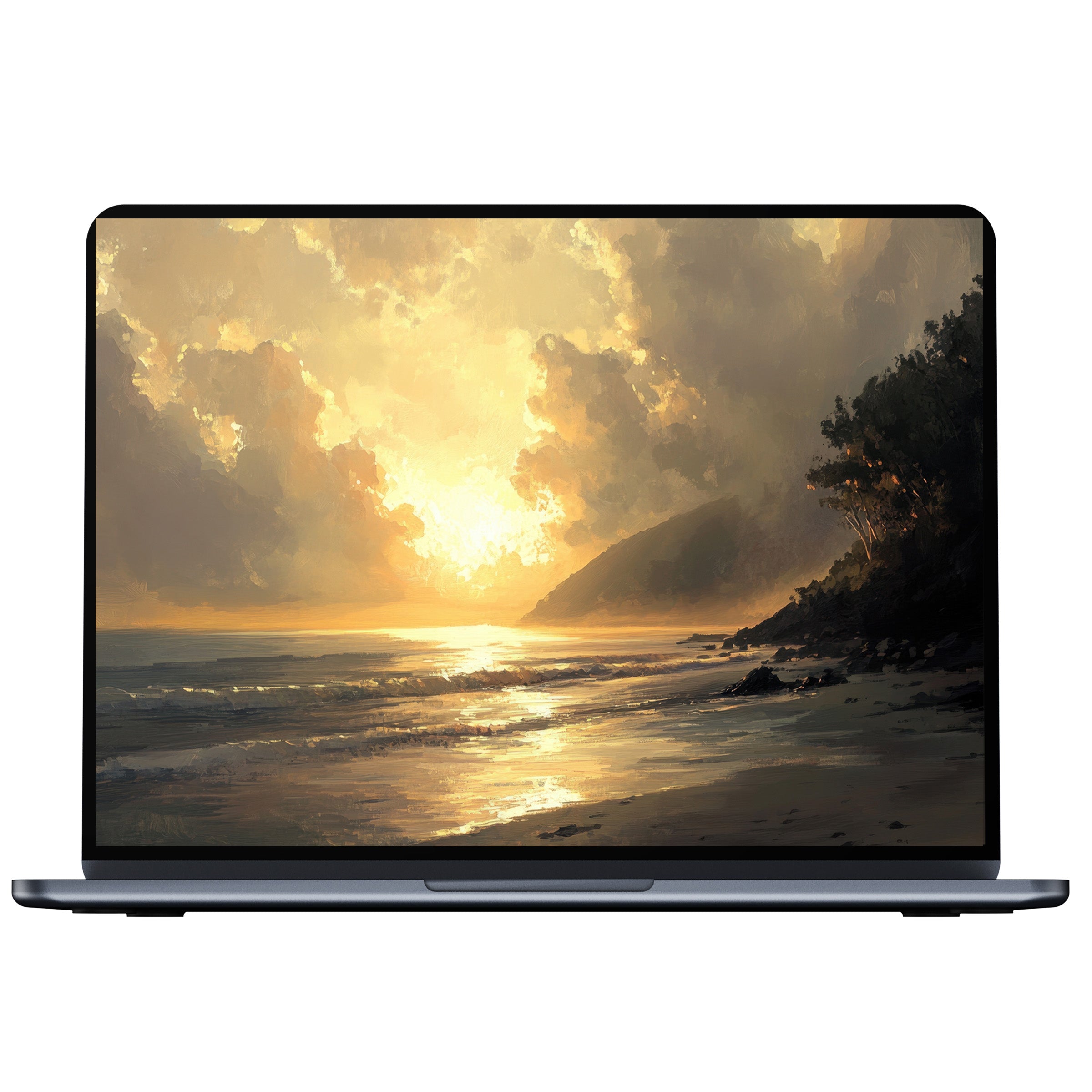 Sunset landscape desktop wallpaper as a digital download for PC, laptop, and Mac captures serene elegance with warm, calming hues