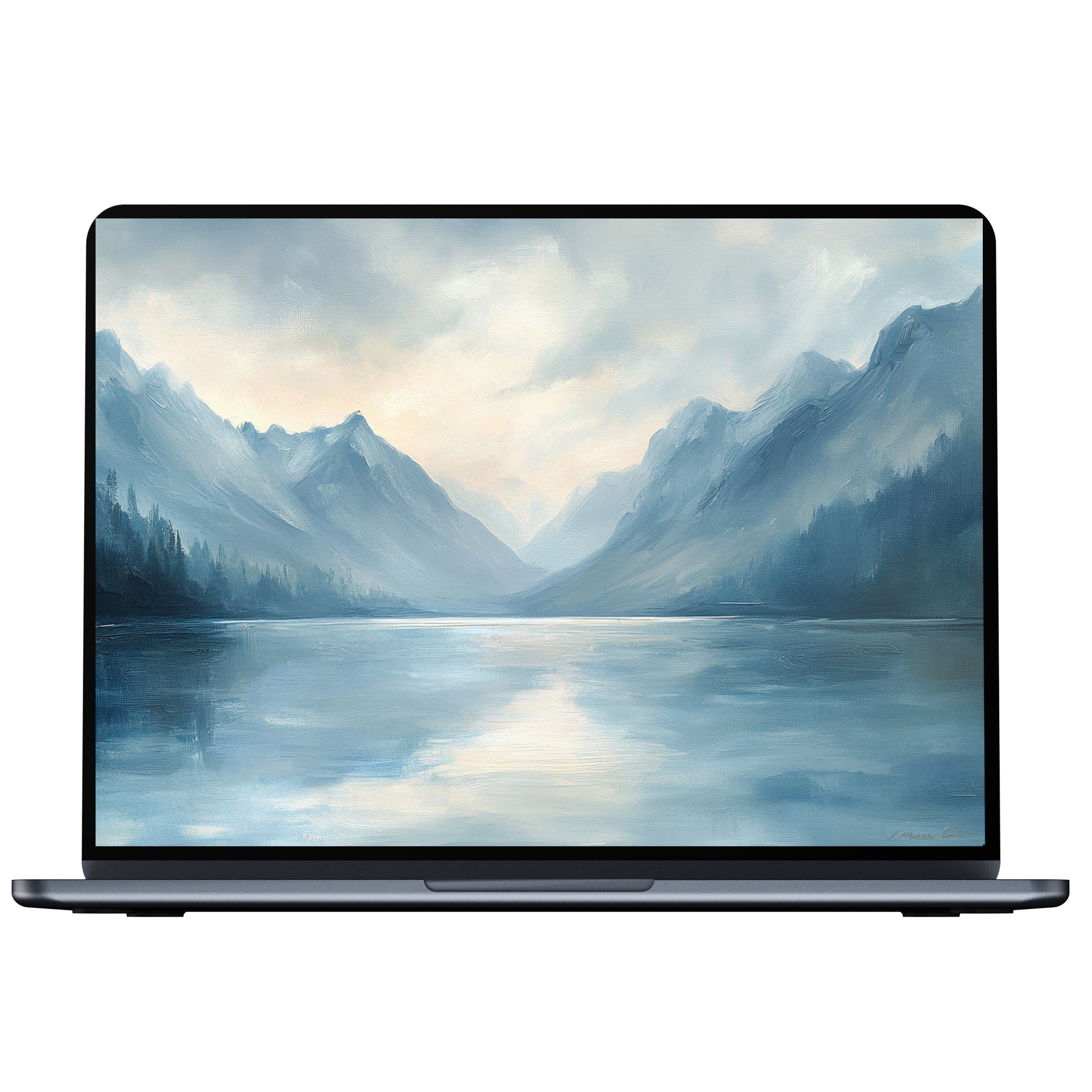Serene landscape desktop wallpaper with tranquil blue mountains reflecting on a lake offers inspiration for PC and laptop digital download