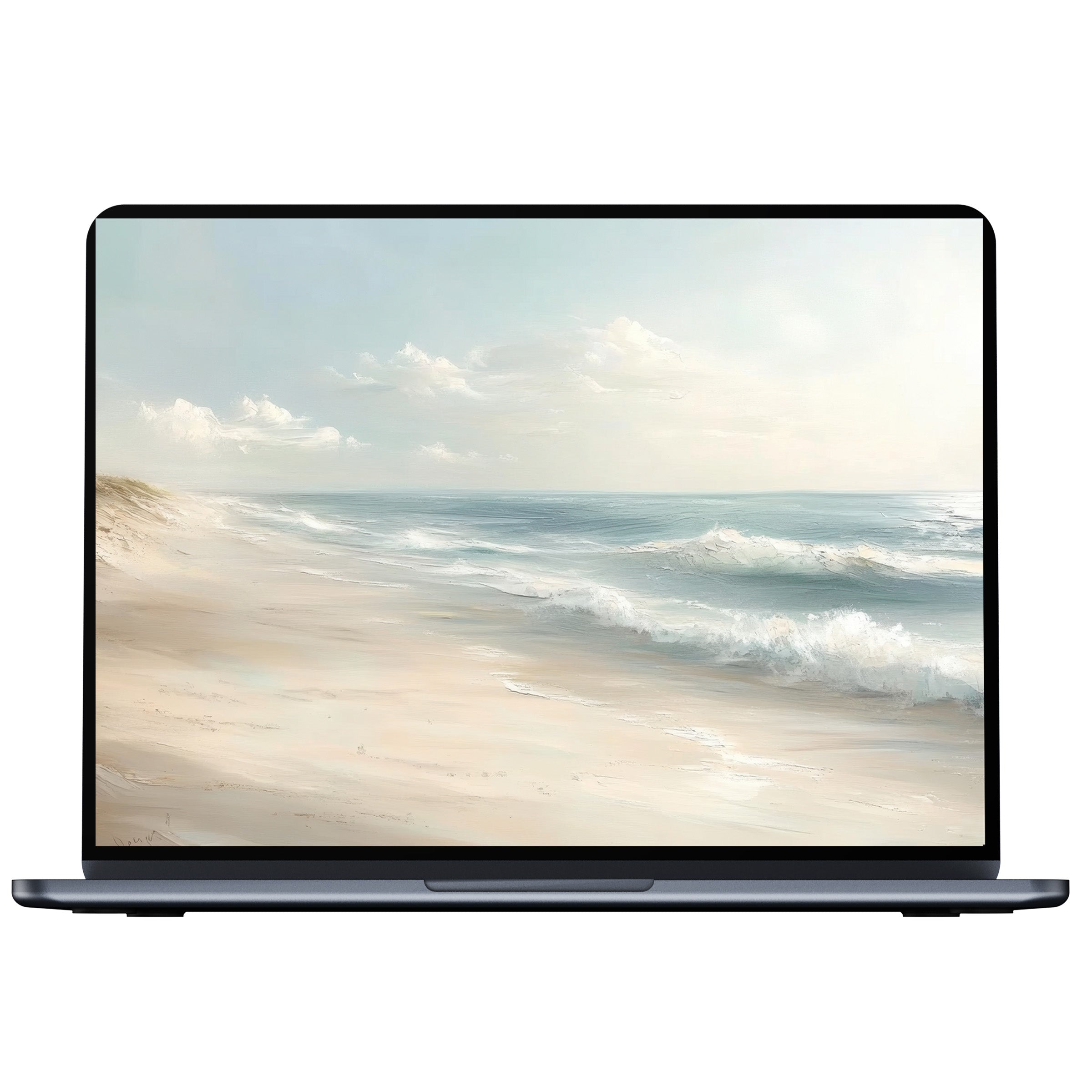 Tranquil seascape landscape desktop wallpaper digital download for PC, Laptop, or Mac; evokes calm elegance and mindfulness