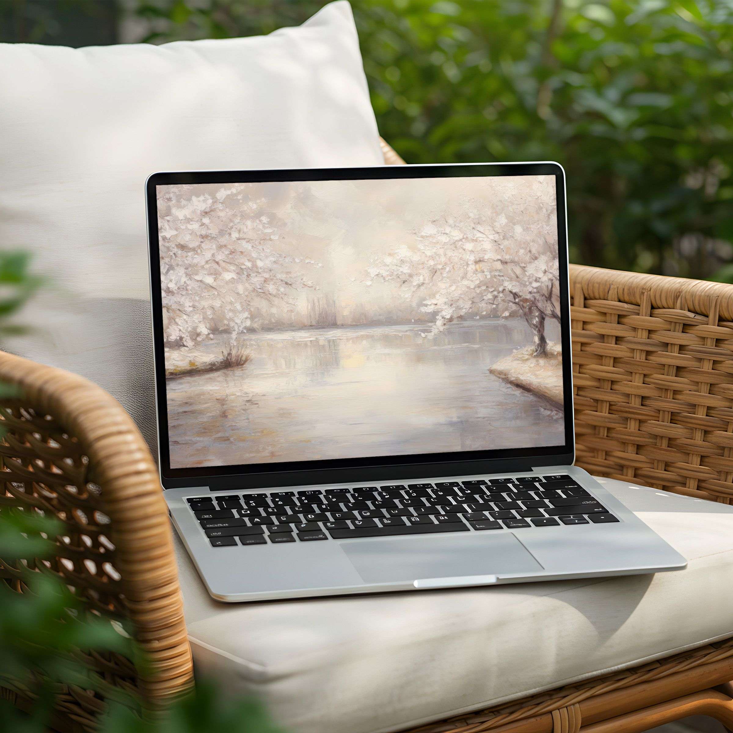 Elegant serene landscape desktop background for PC or Laptop instant download inspiring calm mindfulness with dreamy textures