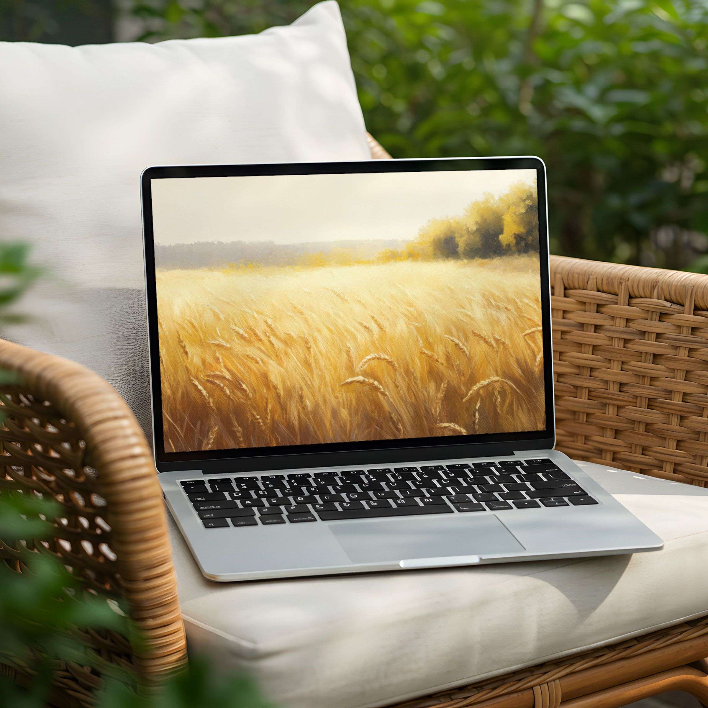 Lush wheat field desktop background for PC and Laptop offers instant download for mindful elegance and inspiring calm