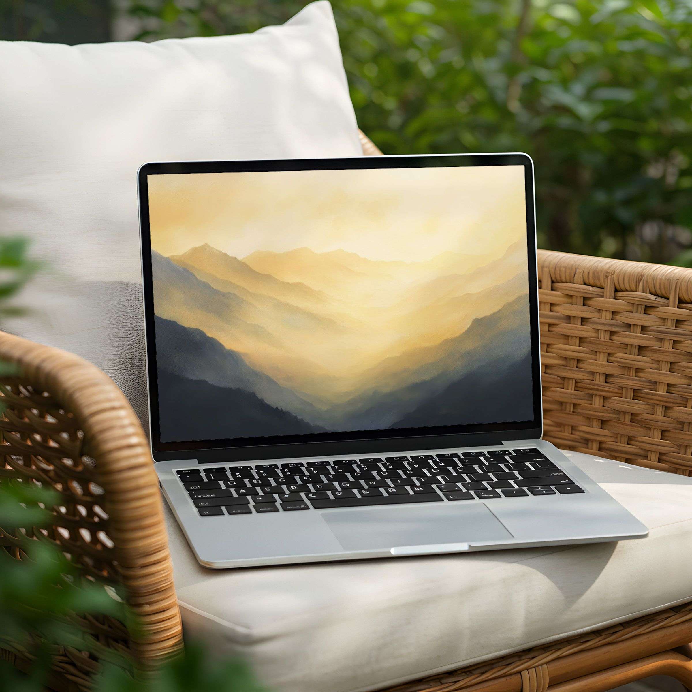 Elegant mountain landscape desktop background for PC or Laptop, instant download brings calm inspiration to your digital space