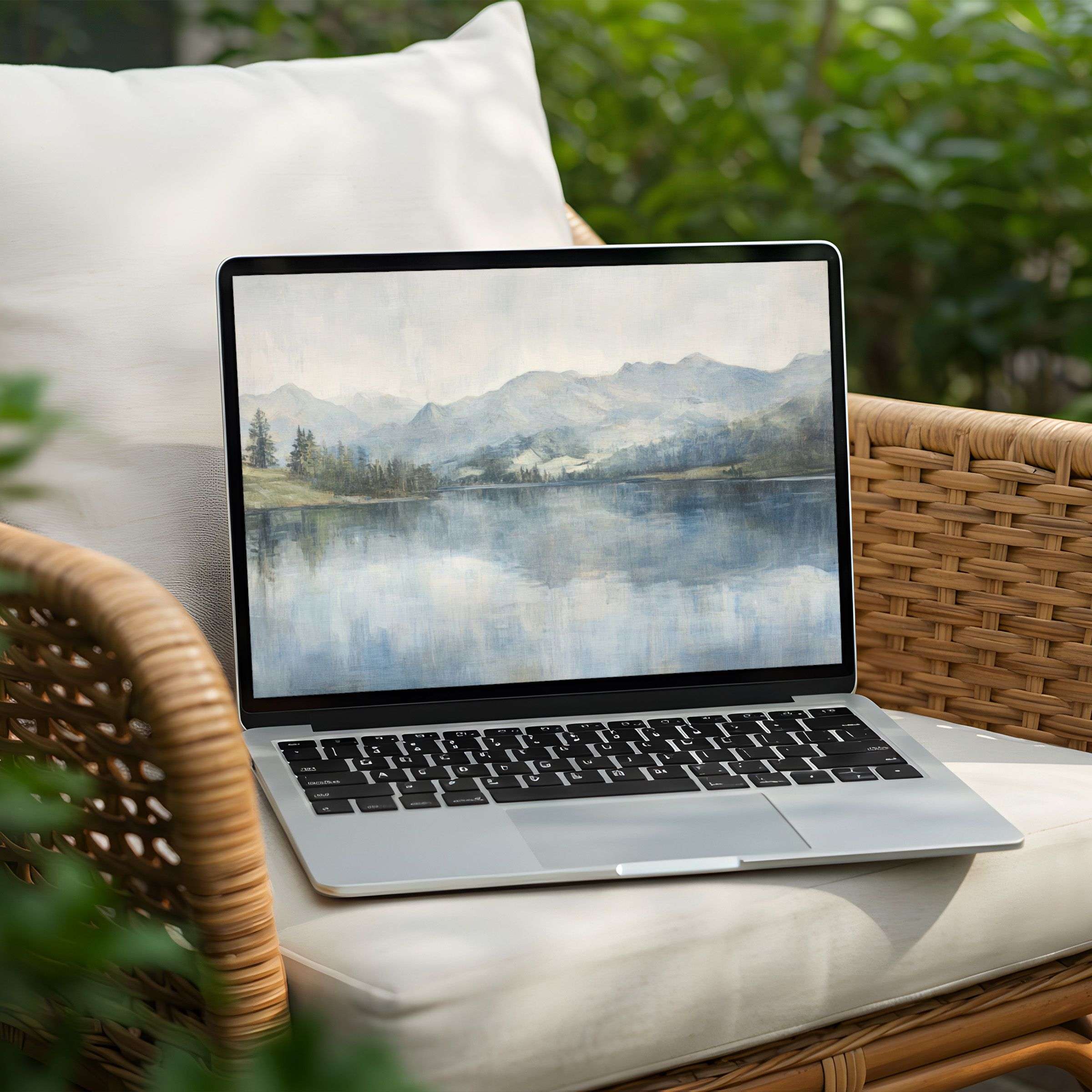 Serene mountain lake desktop background for PC and Laptop instant download bringing calm and inspiration to your workspace