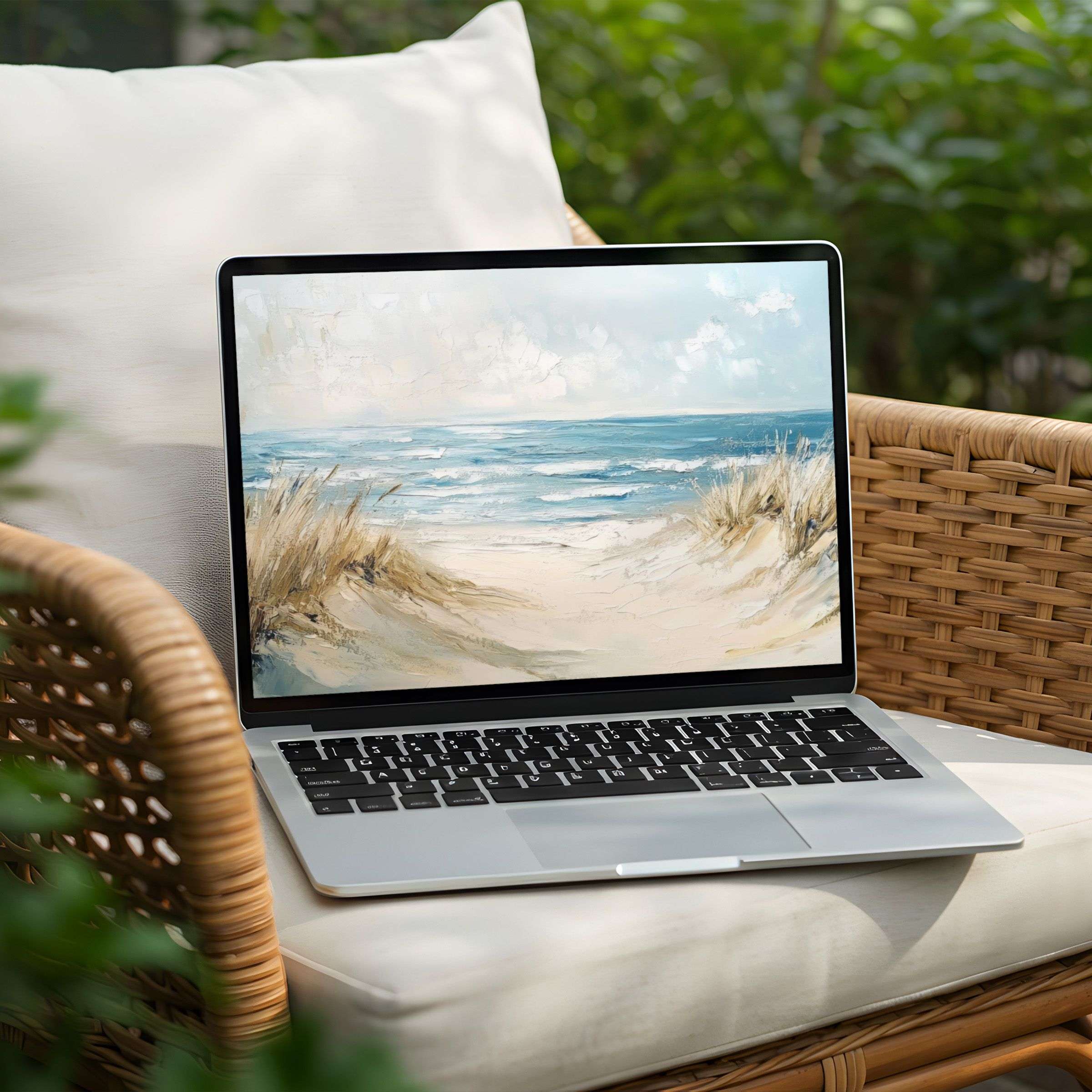 Serene beach-themed desktop background for instant download on PC or Laptop brings elegance inspiring calm and mindfulness