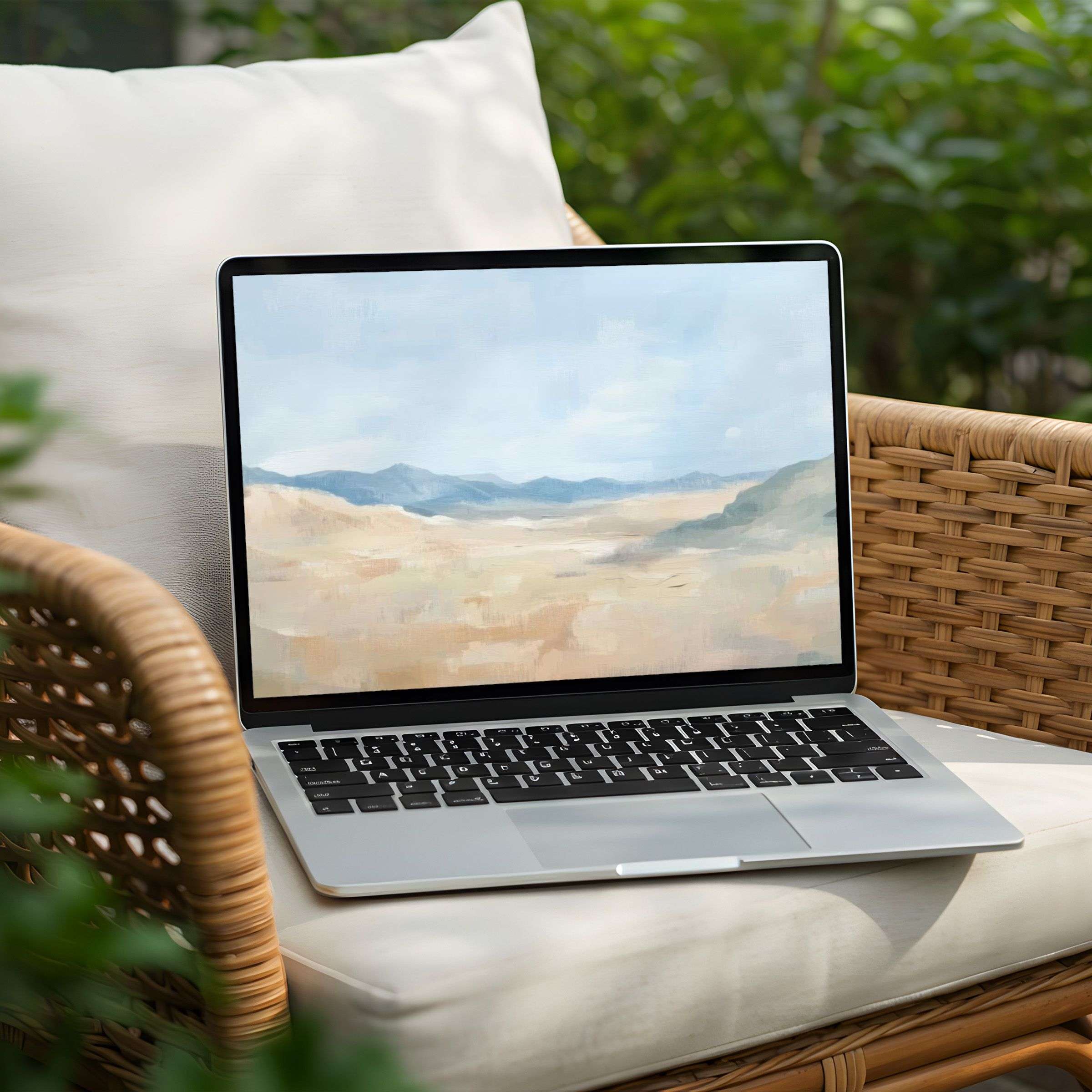 Serene landscape desktop background for PC and Laptop instant download evoking calm and elegance through soft pastel tones
