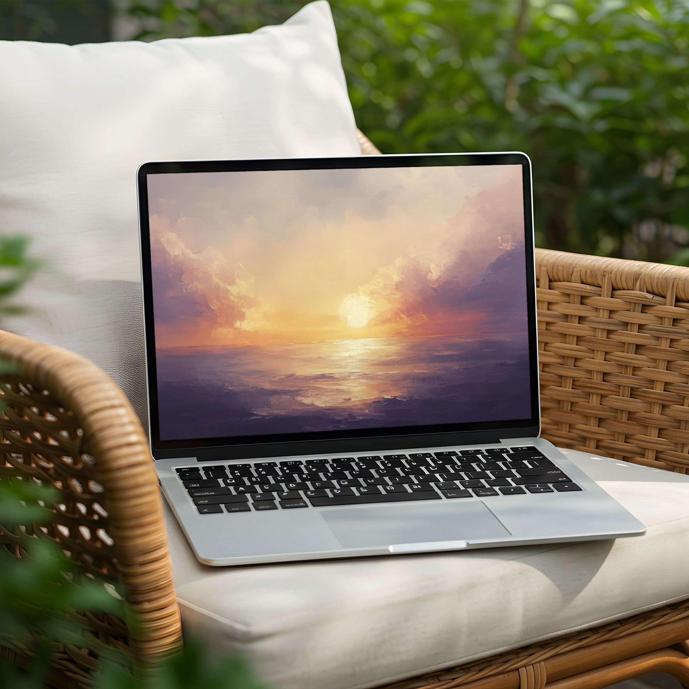 Elegant sunset digital art for PC or Laptop desktop background Instant download to inspire calm and mindfulness in your space