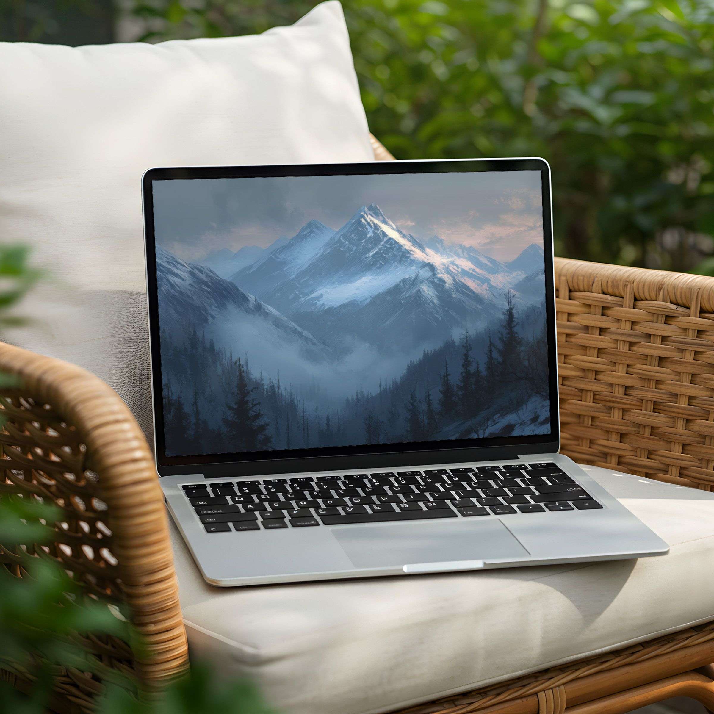 Elegant desktop background featuring serene mountain landscape on a PC or laptop screen available for instant download