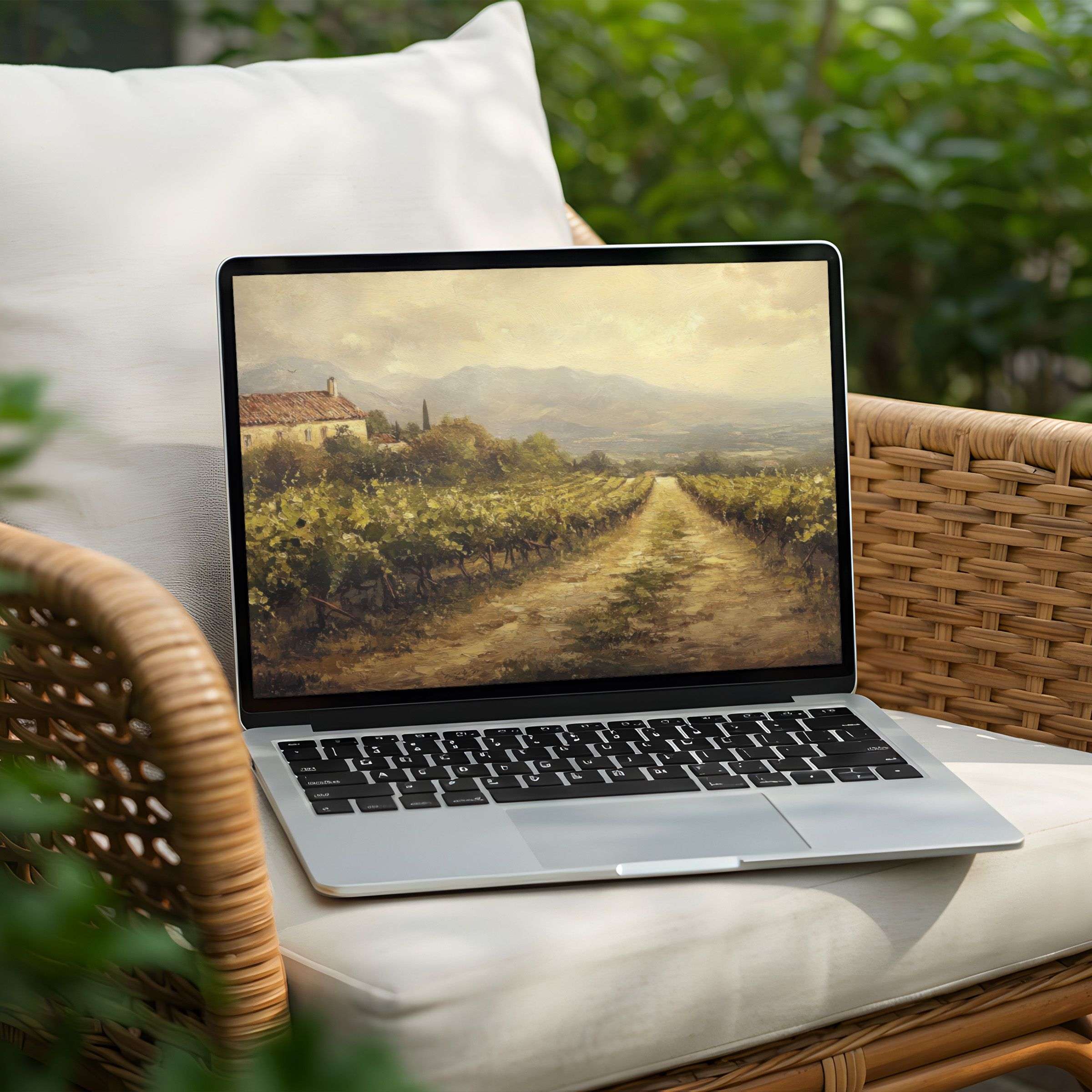 Elegant vineyard desktop background for PC or Laptop elevates your space with instant download inspiring mindful serenity