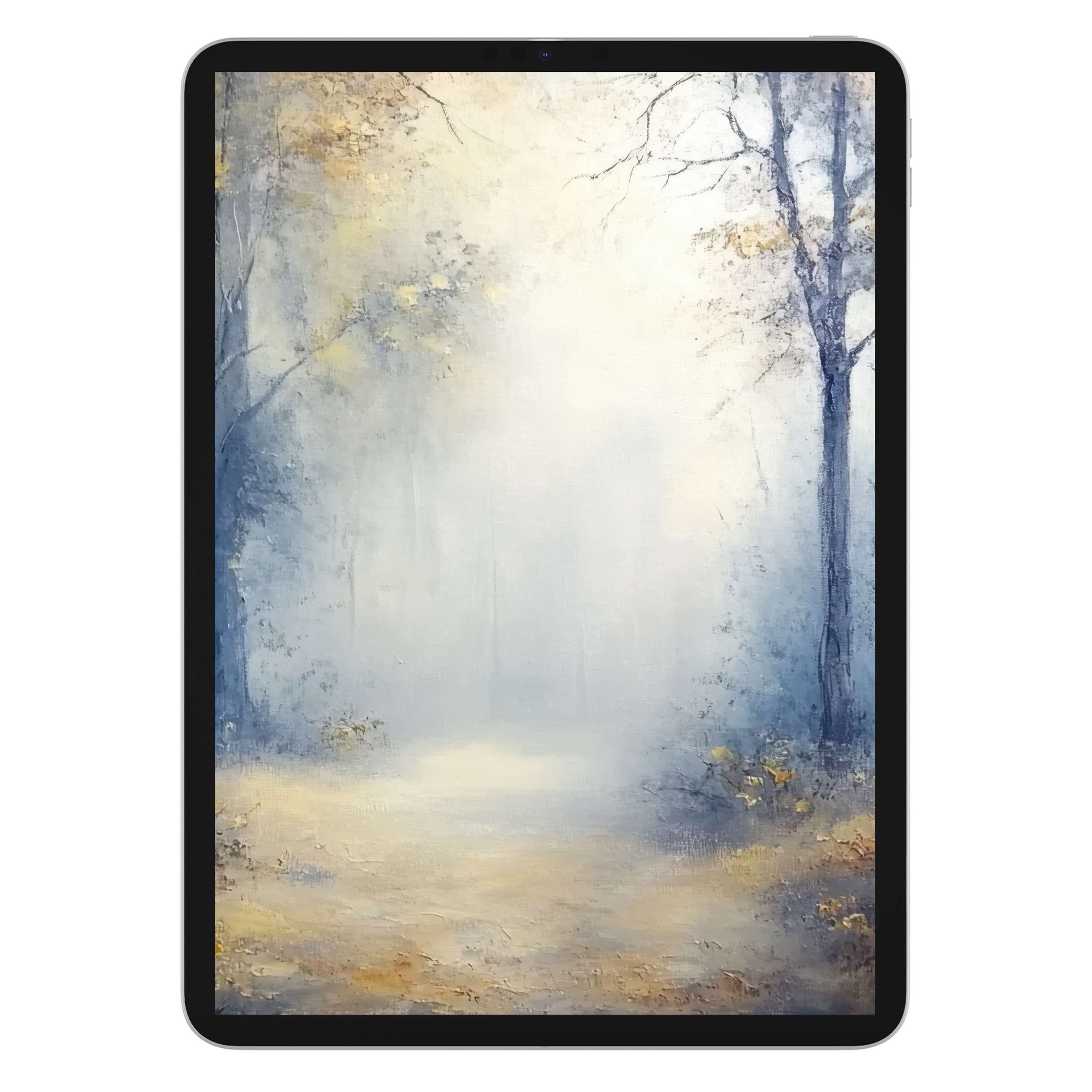 Ethereal landscape iPad wallpaper evoking tranquility with soft hues for a serene tablet background digital download painting