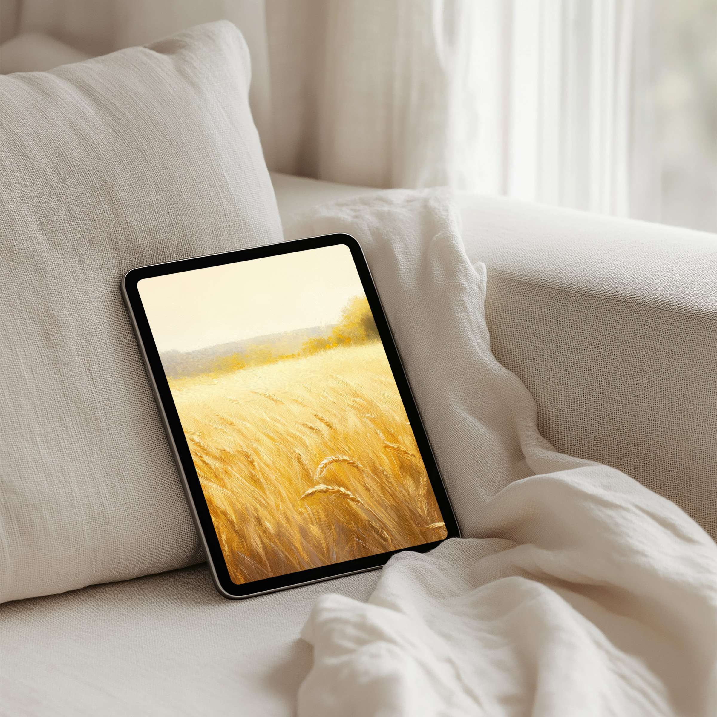 Elegant wheat field iPad background for instant download offers calm inspiration for any tablet including Samsung and Android