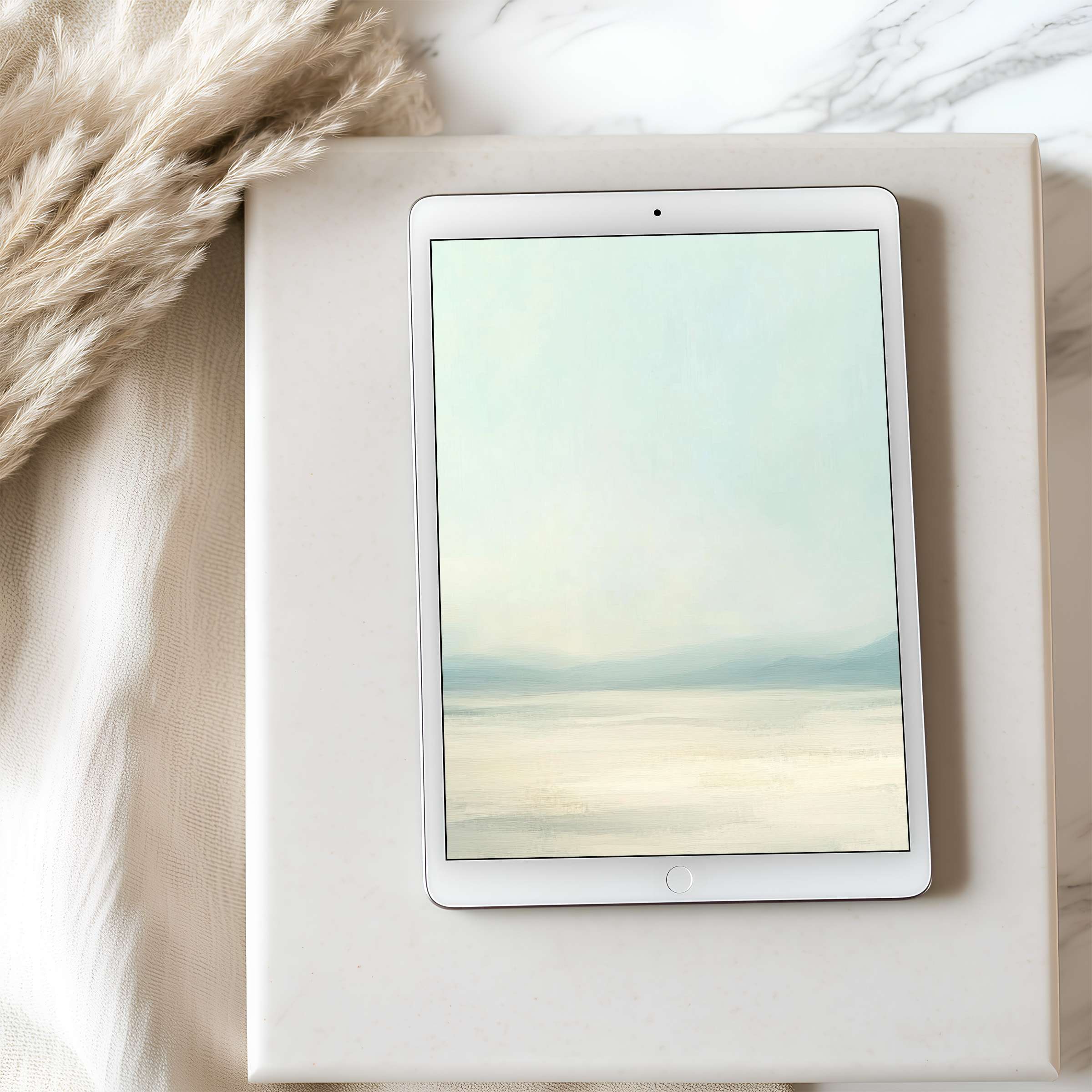Serene tablet wallpaper featuring soft pastels and minimalist landscape art enhances your iPad with curated elegance for digital calm