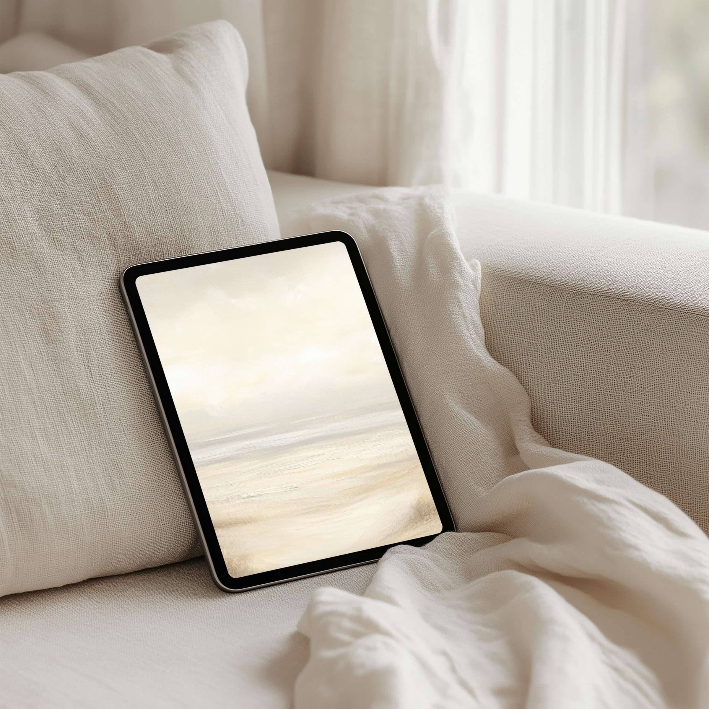 Elegant iPad background featuring serene landscape art offering instant download for any tablet providing calm and inspiration